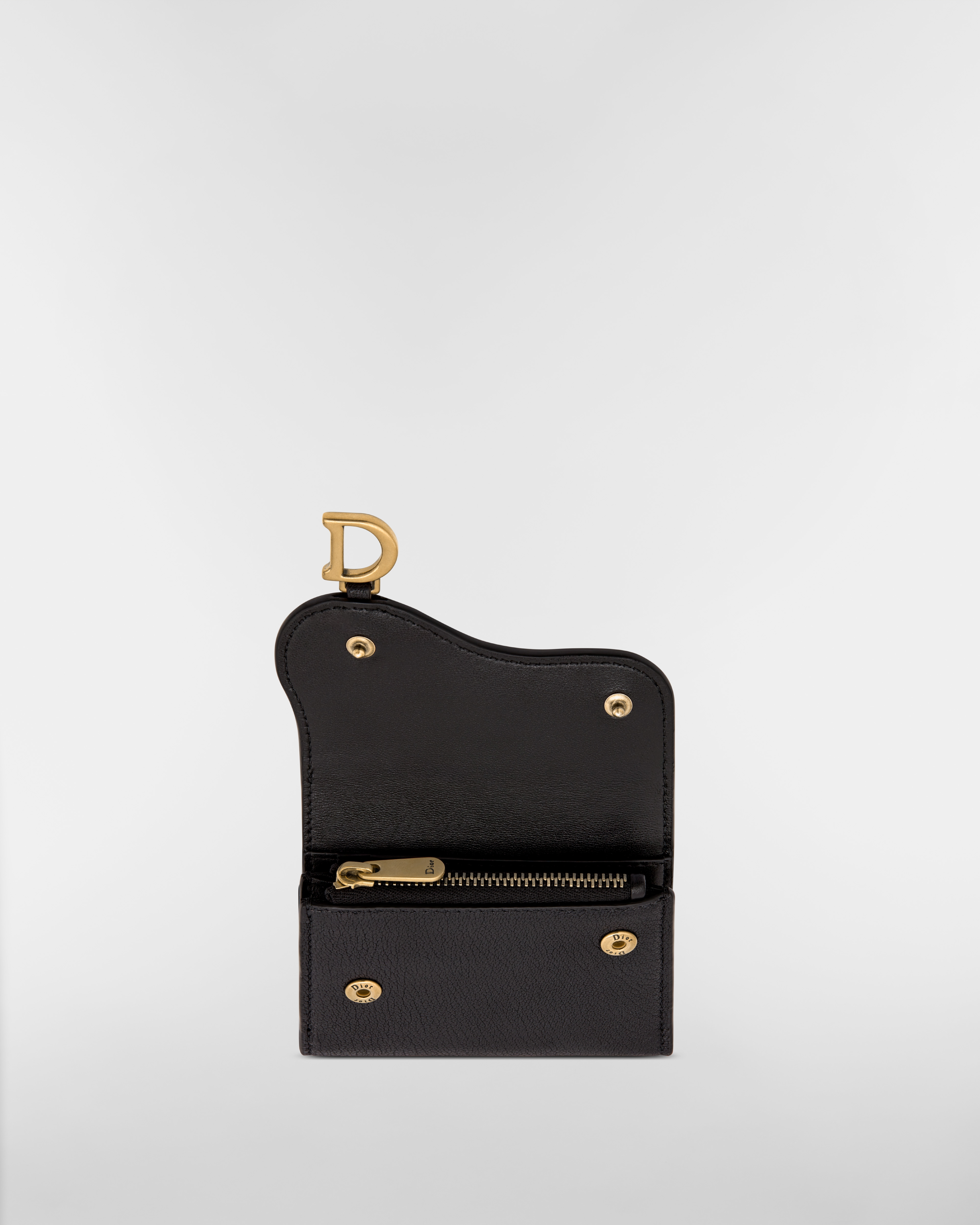 Portefeuille Lotus Saddle Cuir de chèvre noir E06