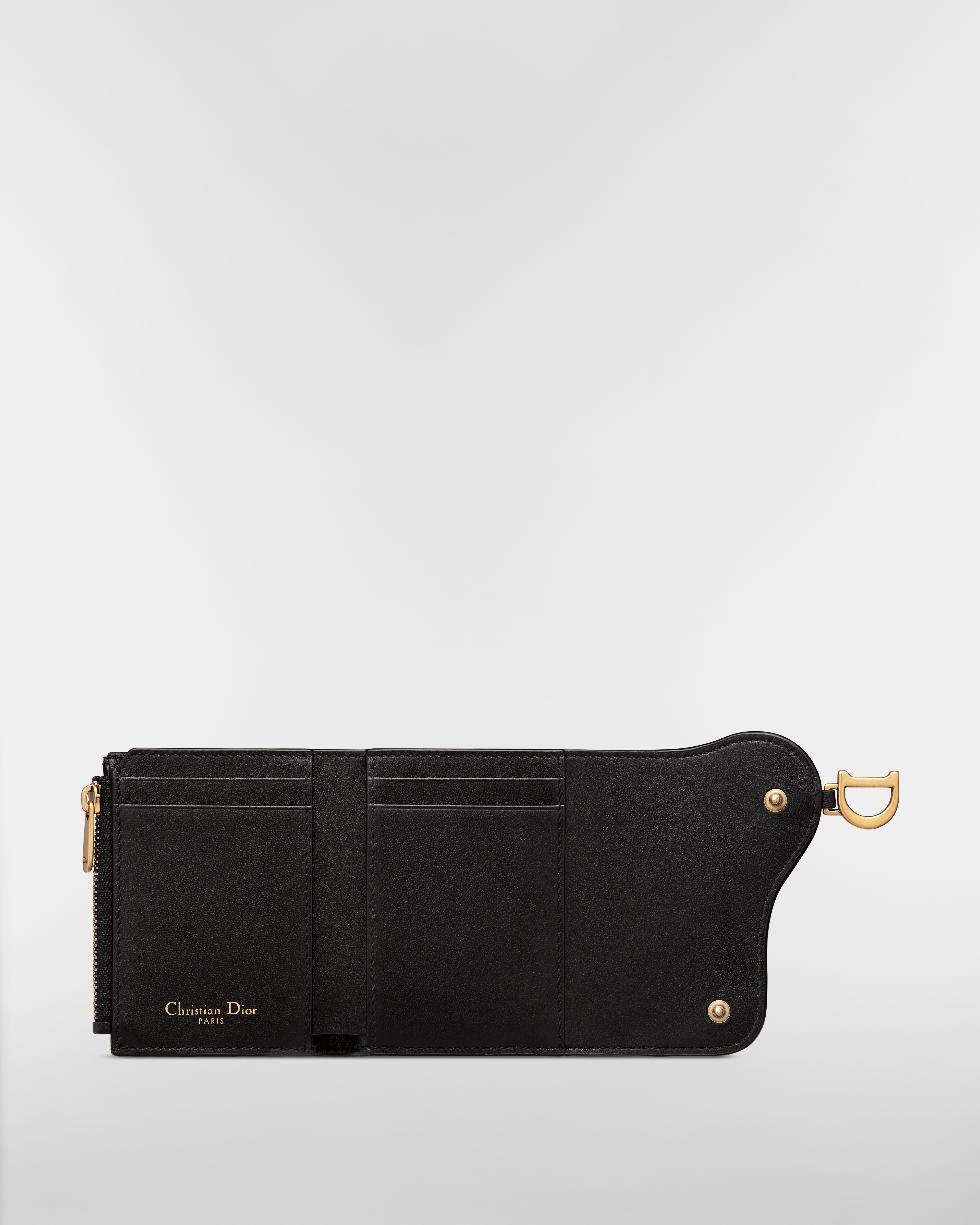 Portefeuille Lotus Saddle Cuir de chèvre noir E07