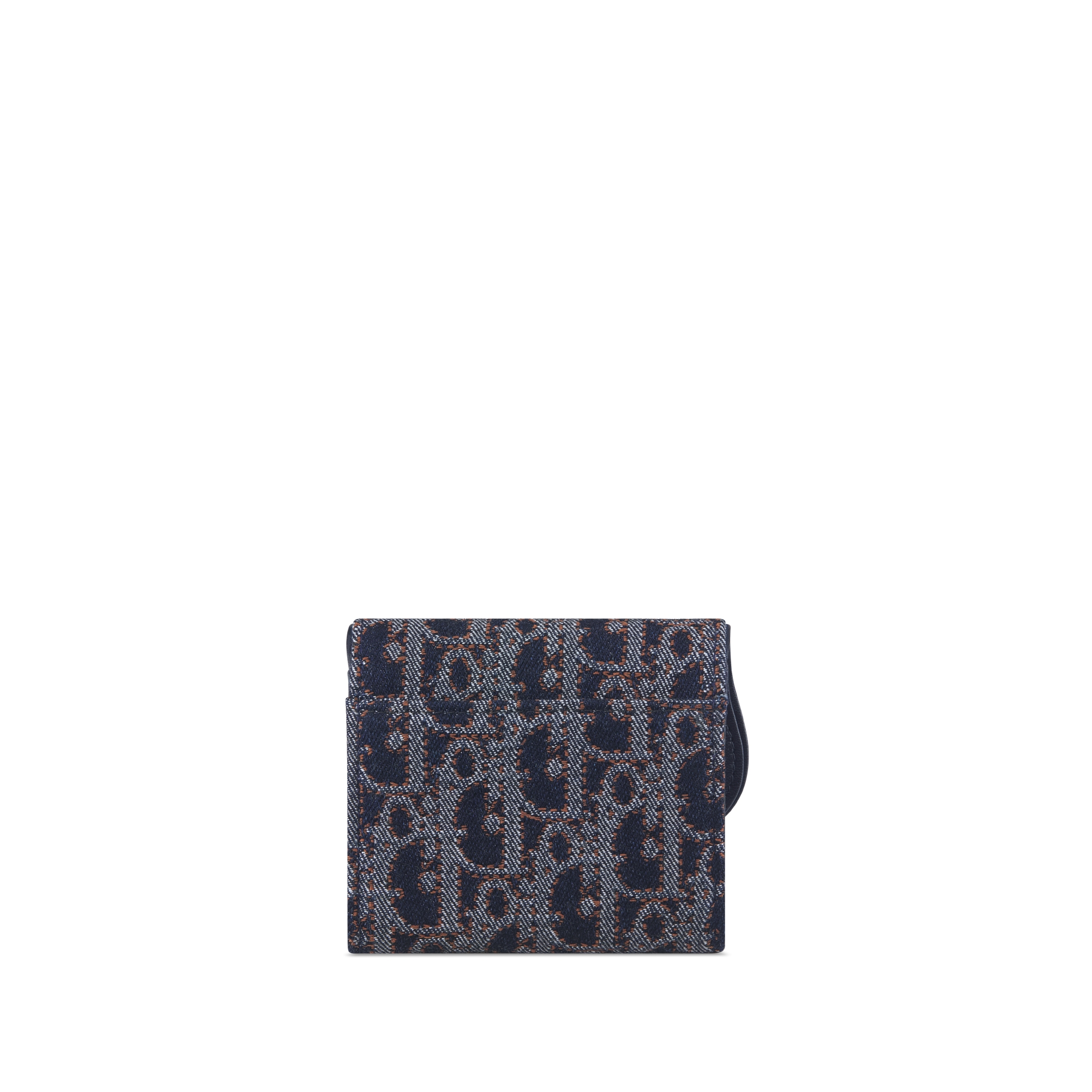 Saddle Lotus Portemonnaie Dior Oblique Denim in Blau und Tabakbraun mit kontrastierenden Steppnähten E08