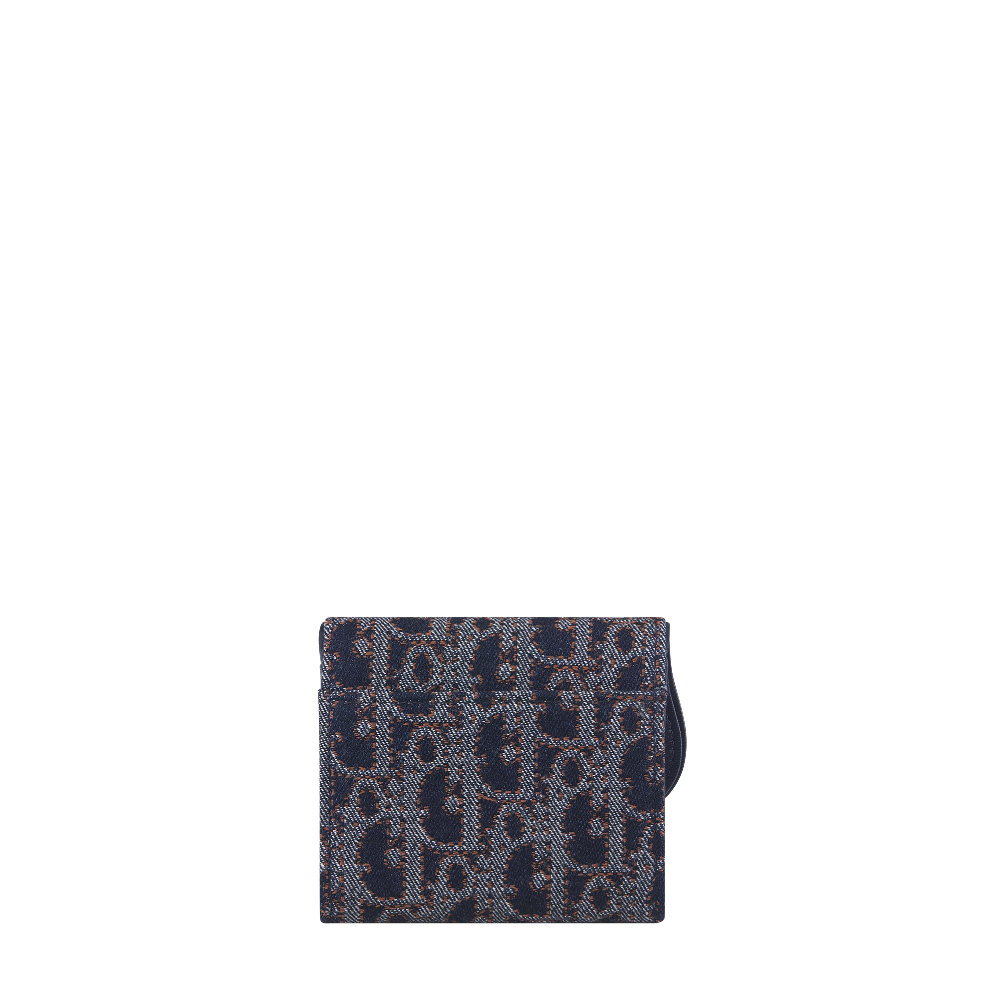 Saddle Lotus Wallet Blue and Tobacco Brown Dior Oblique Denim with Contrasting Topstitching E08