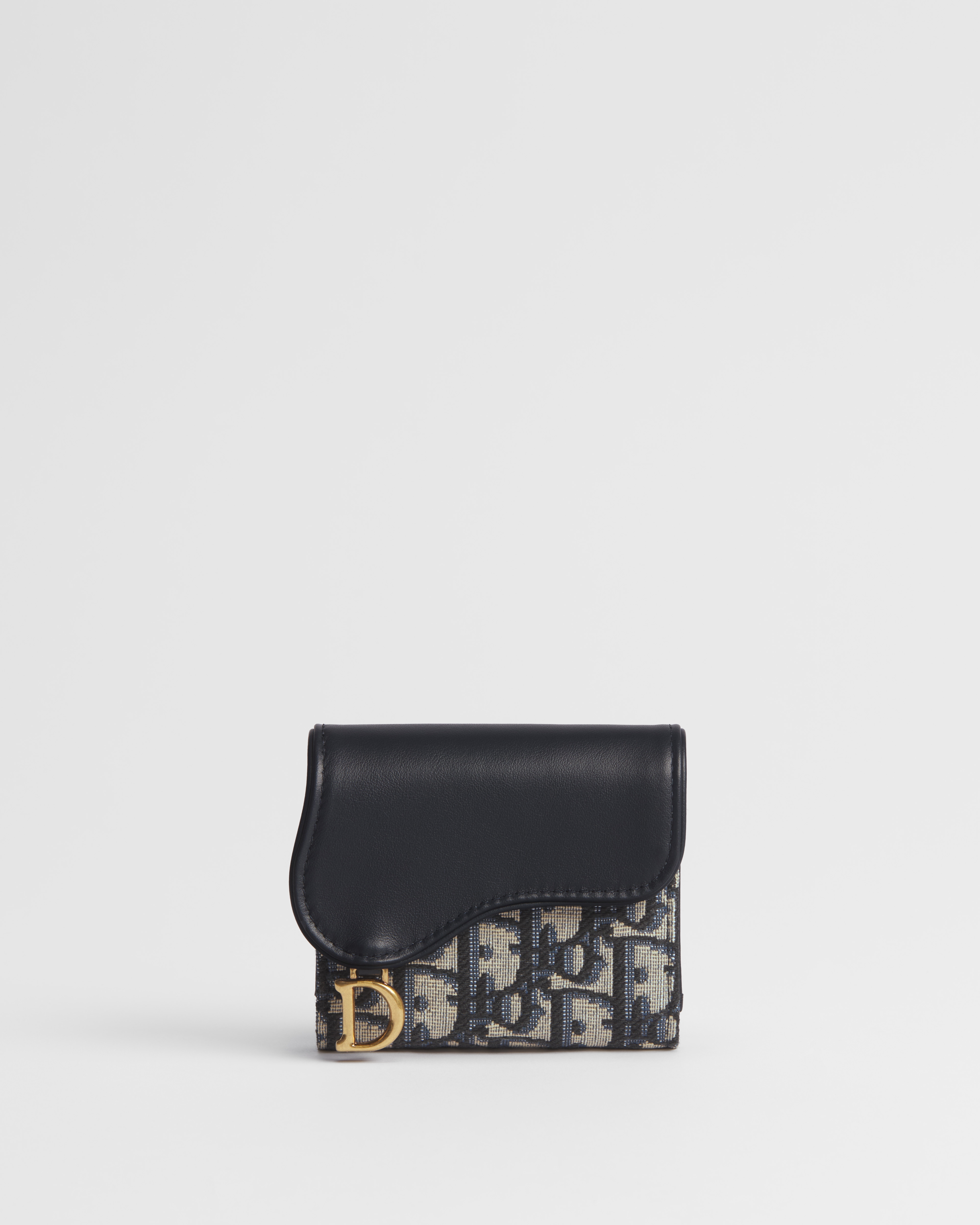 Saddle Lotus Wallet Blue Dior Oblique Jacquard and Smooth Calfskin E01
