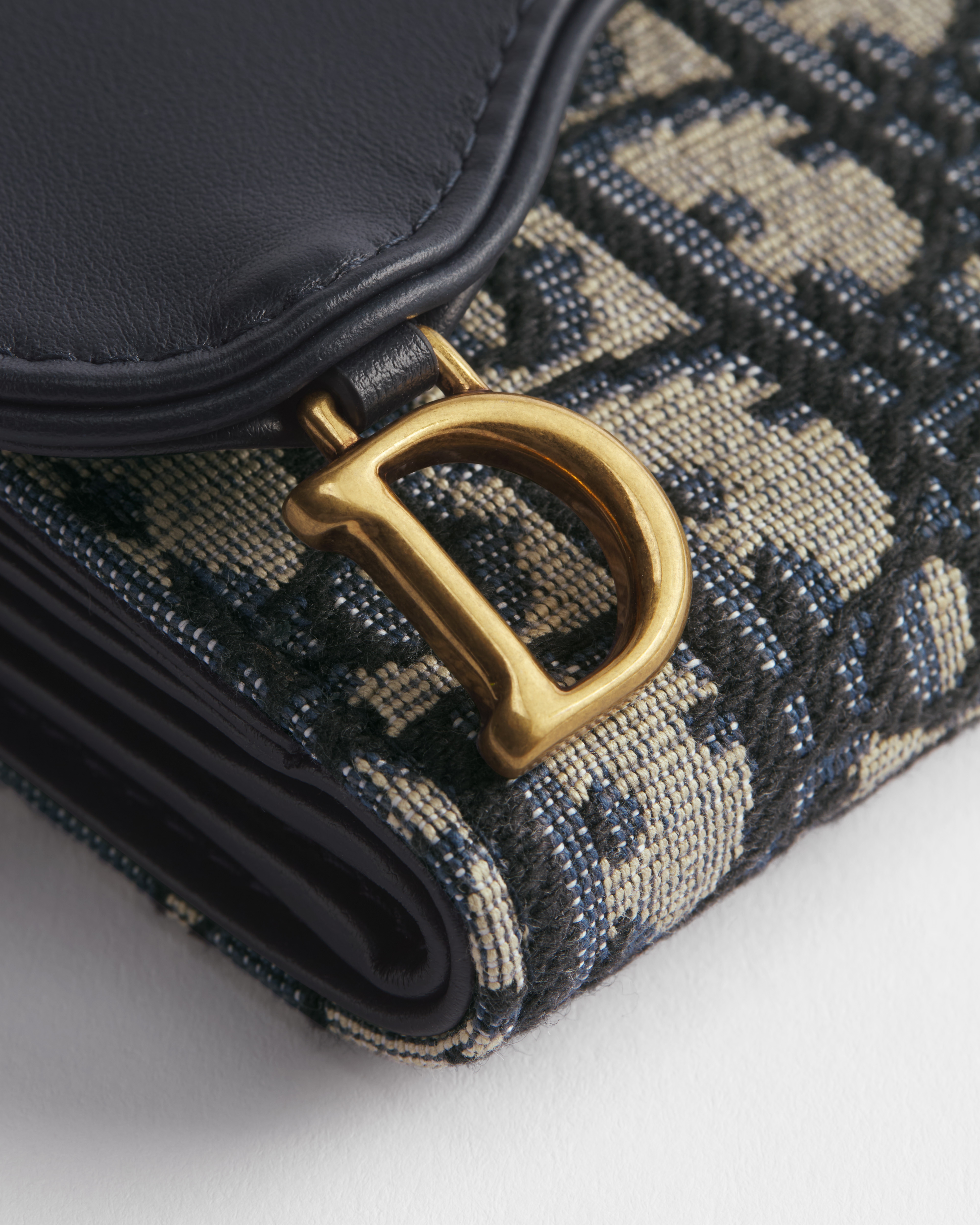 Saddle Lotus Wallet Blue Dior Oblique Jacquard and Smooth Calfskin E09