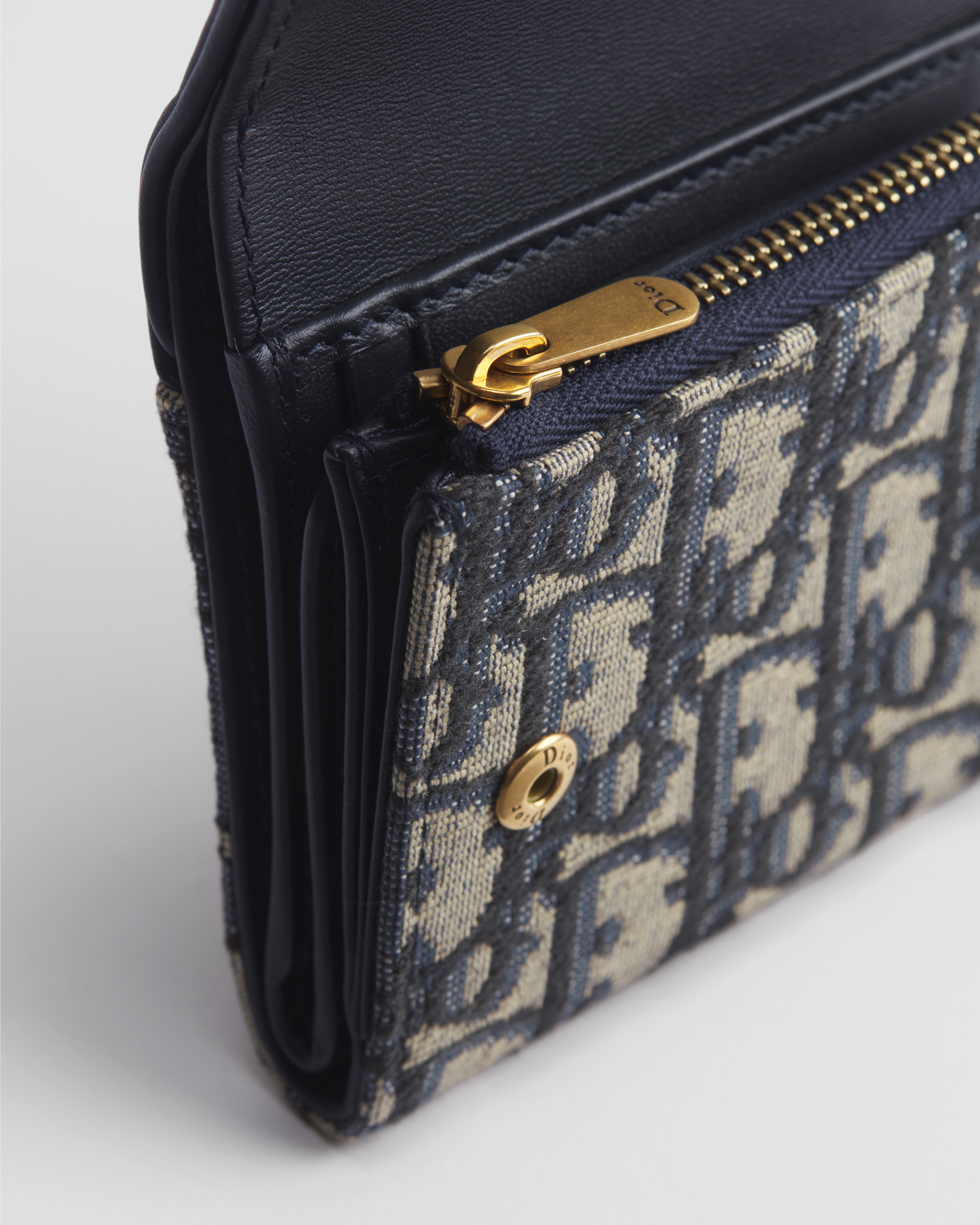 Saddle Lotus Wallet Blue Dior Oblique Jacquard and Smooth Calfskin E10