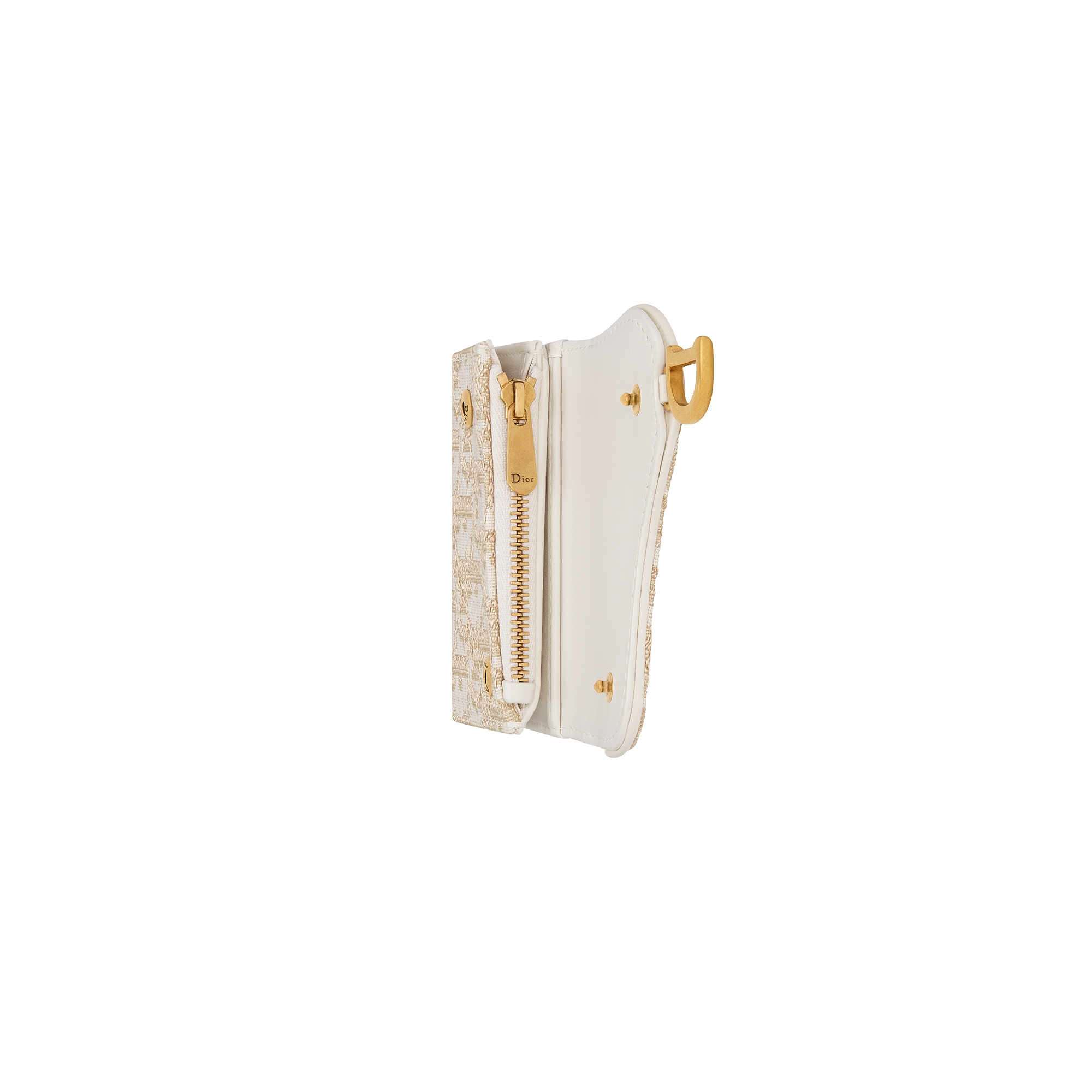 Saddle Lotus Wallet Gold-Tone Dior Oblique Jacquard E06