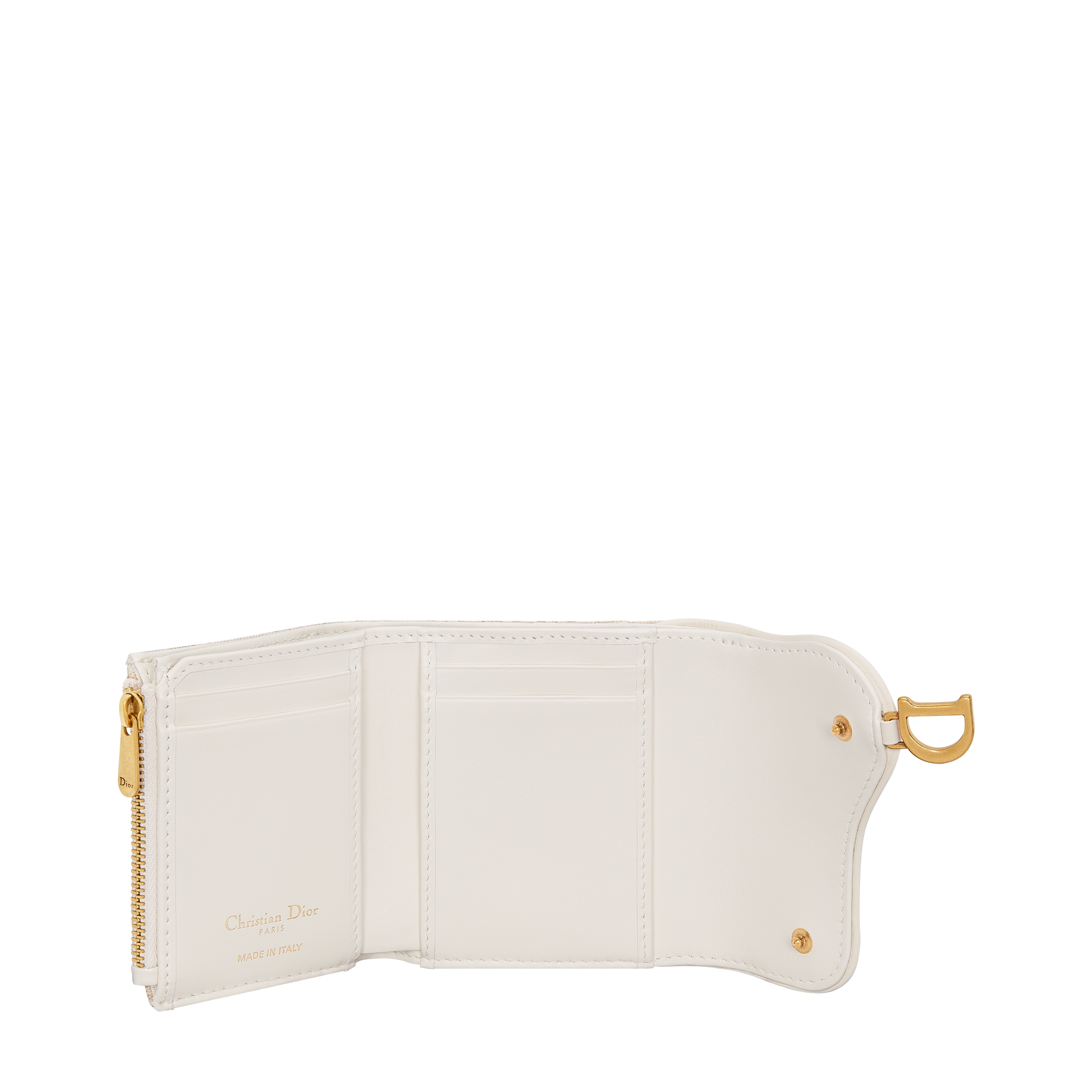 Saddle Lotus Wallet Gold-Tone Dior Oblique Jacquard E07