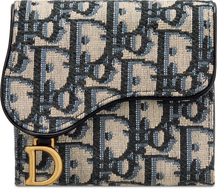 Saddle Lotus Wallet Blue Dior Oblique Jacquard DIOR