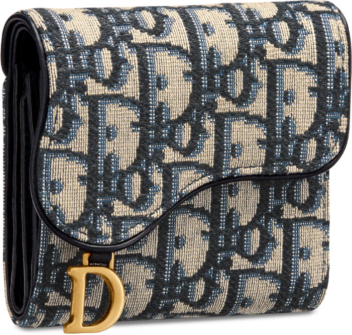 Saddle Lotus Wallet Blue Dior Oblique Jacquard | DIOR
