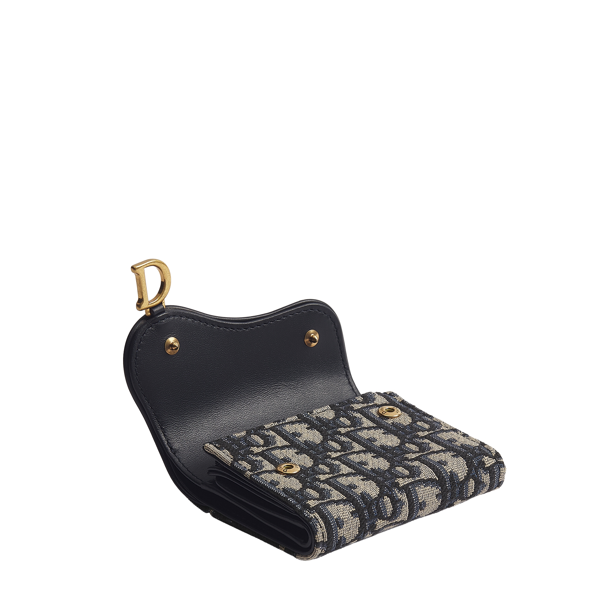Saddle Lotus Wallet Blue Dior Oblique Jacquard E06