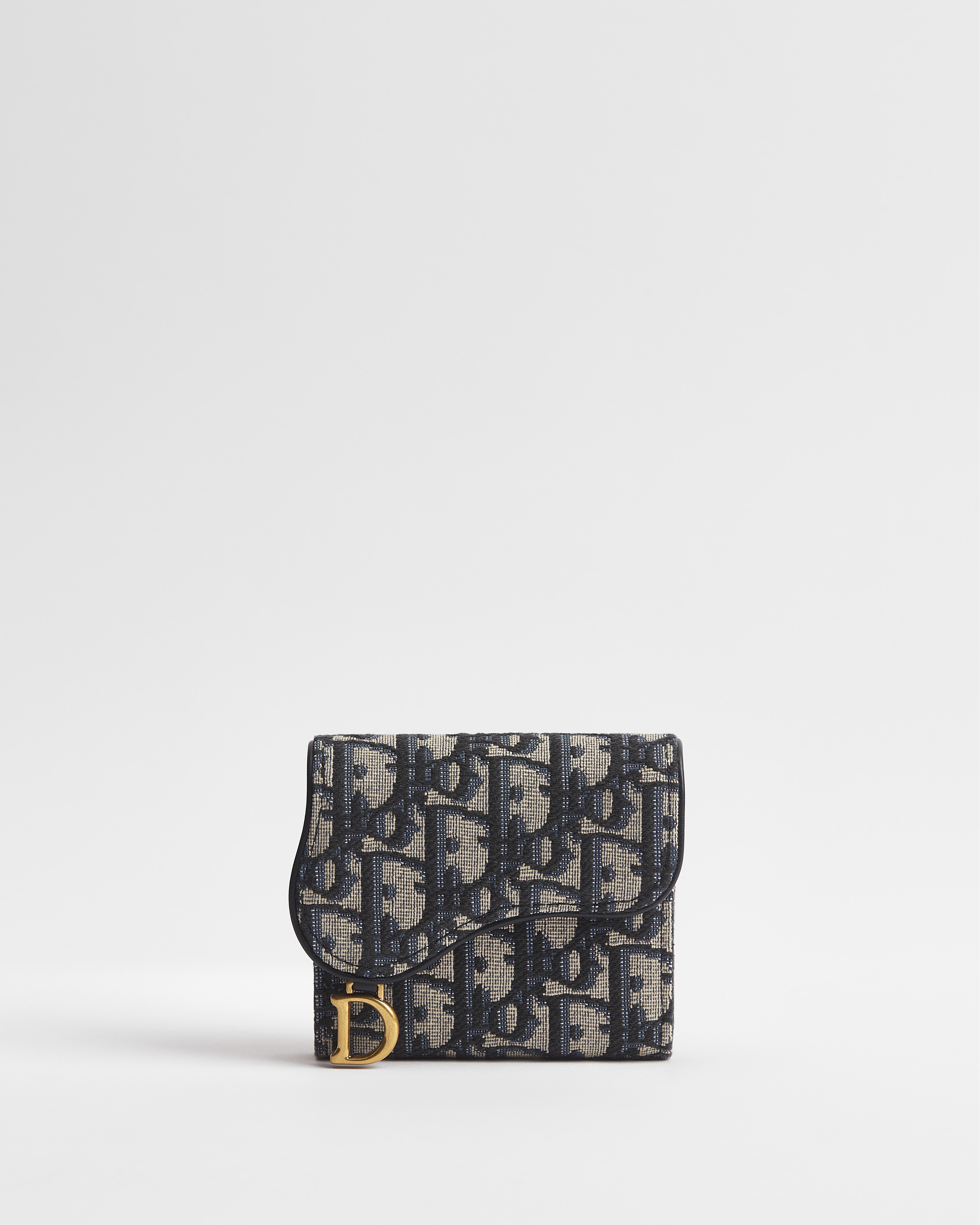 Saddle Lotus Wallet Blue Dior Oblique Jacquard E01