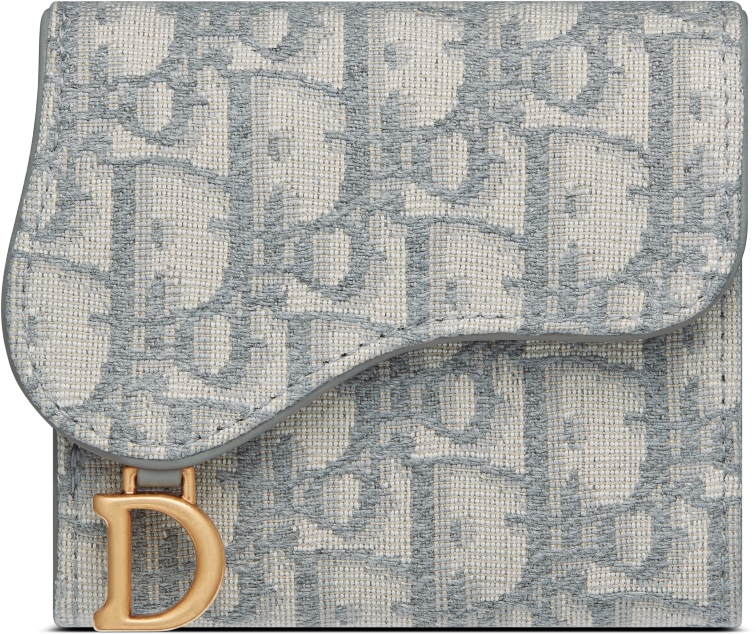 Saddle Lotus Wallet Blue Dior Oblique Jacquard DIOR