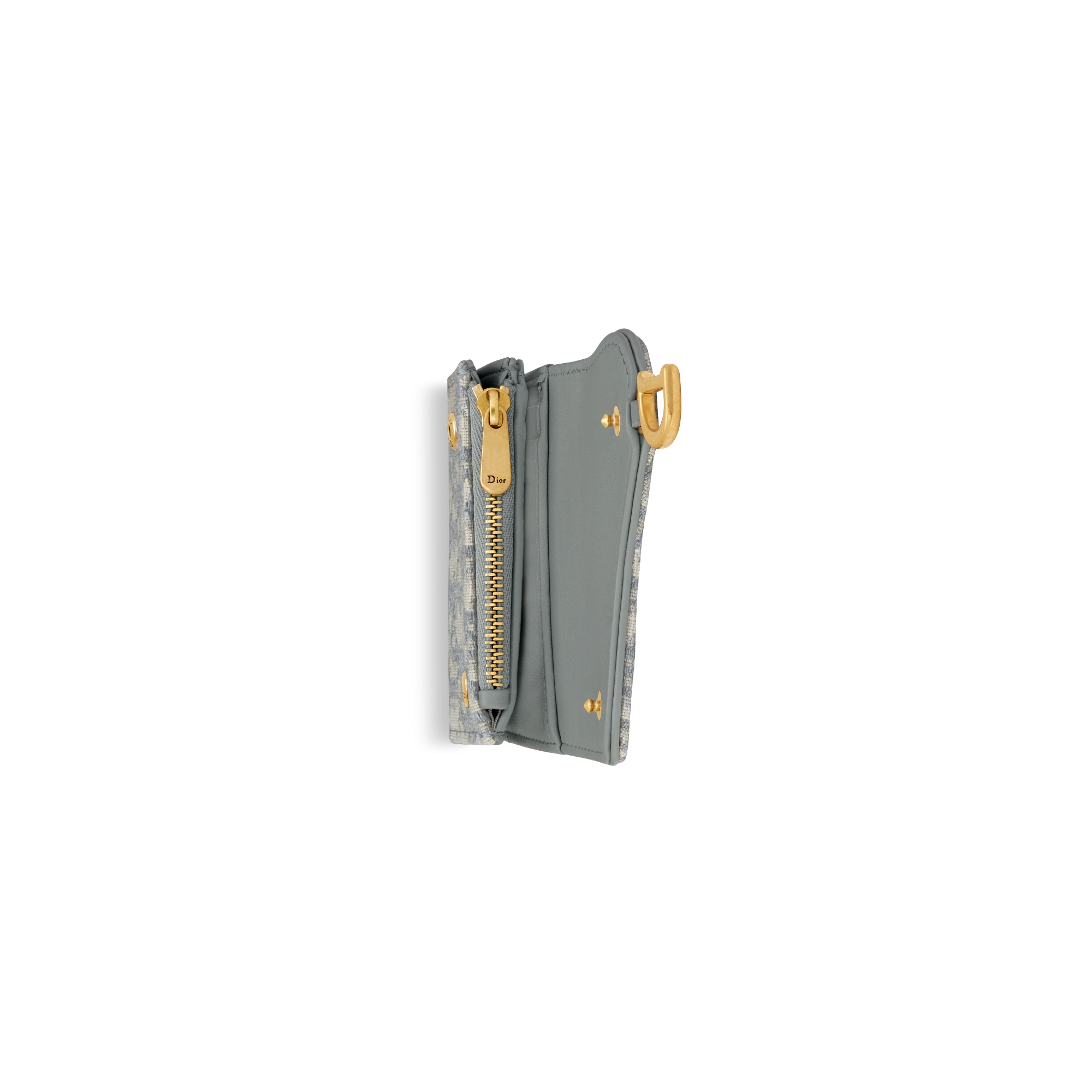 Saddle Lotus 지갑 그레이 Dior Oblique 자카드 E06