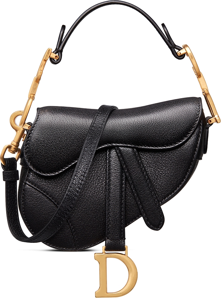 DIOR Saddle Micro Bag With Strap Black Goatskin Women