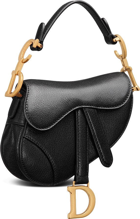 Saddle Micro Bag with Strap Black Goatskin DIOR