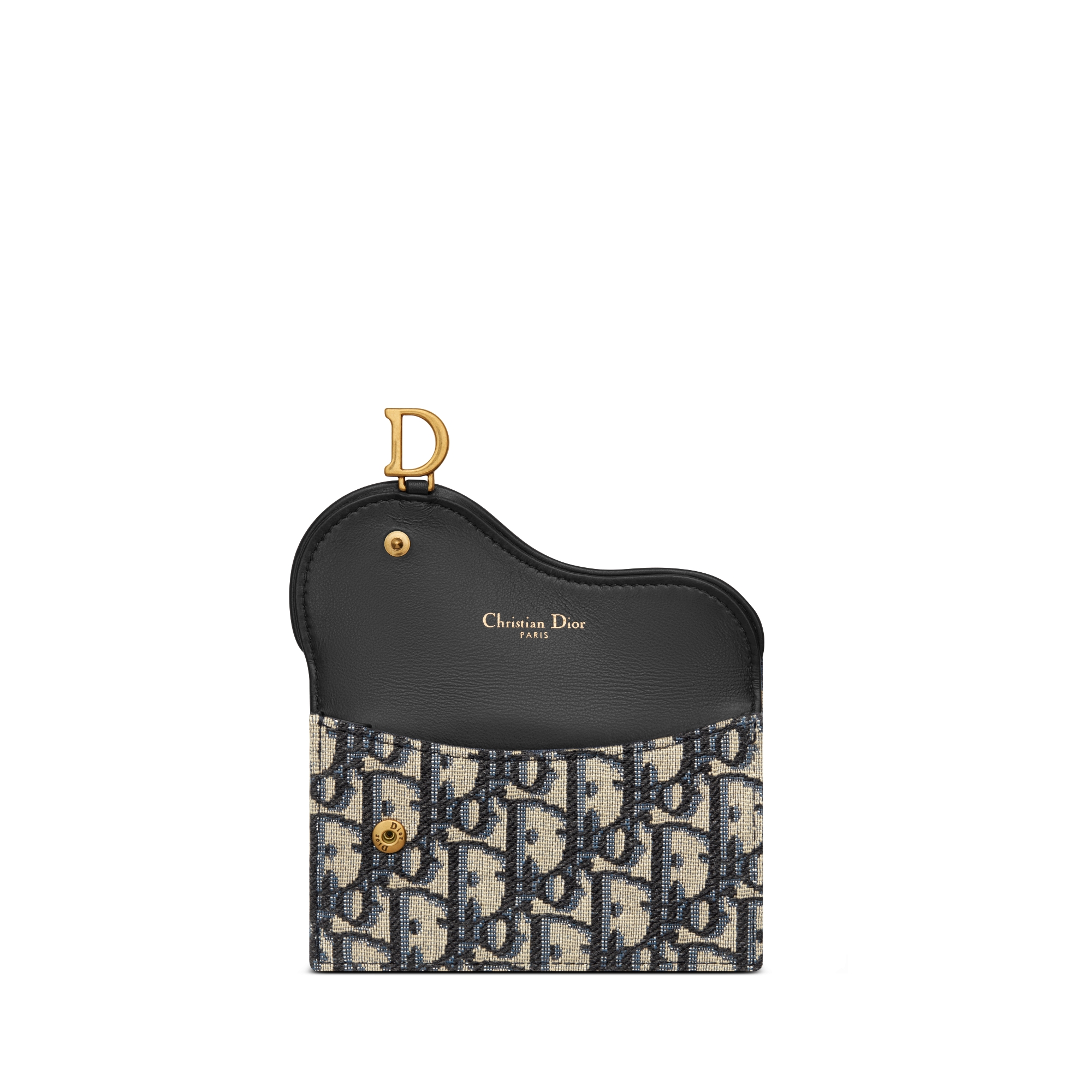 Saddle Cosmos 지퍼 카드 지갑 블루 Dior Oblique 자카드 E04