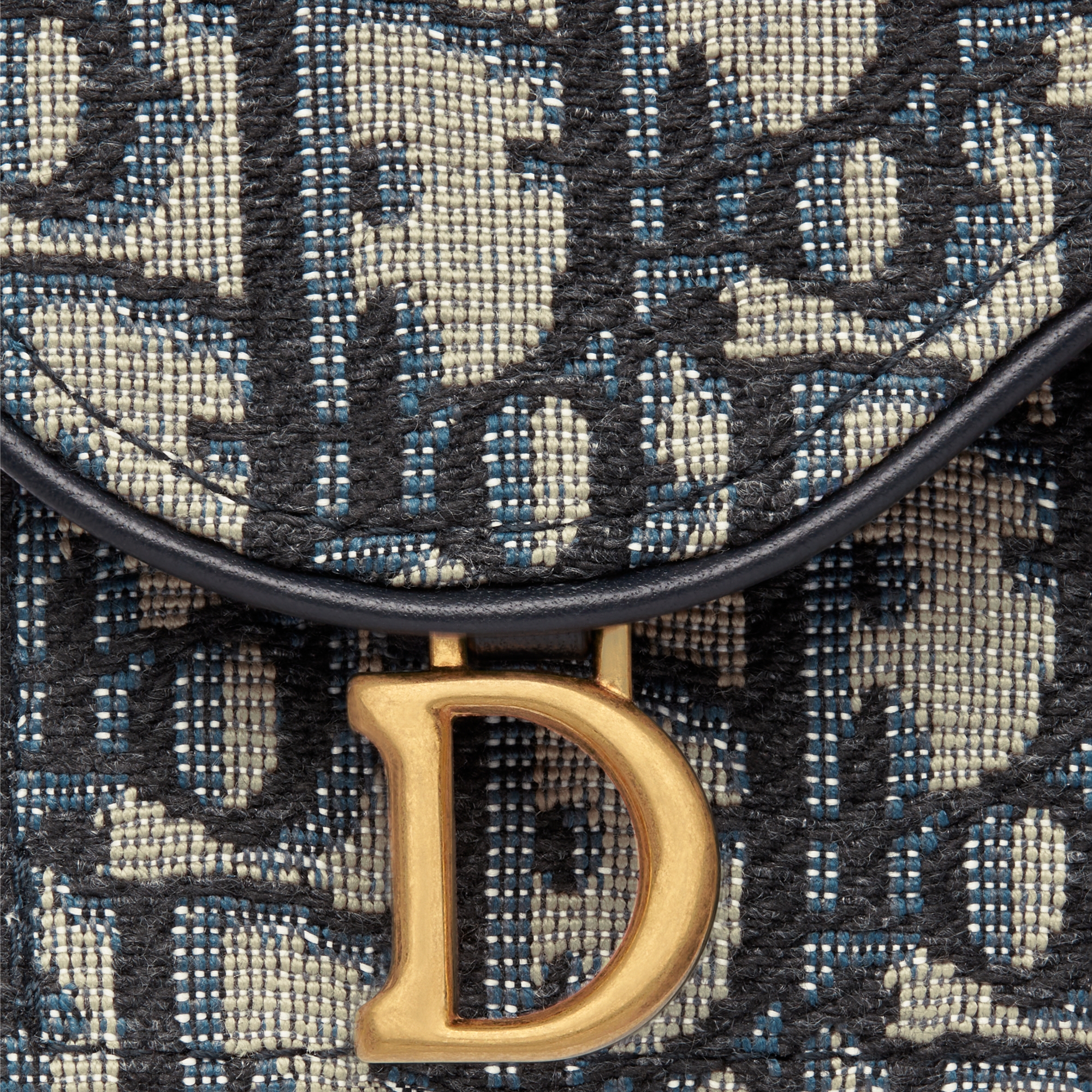Saddle Cosmos 지퍼 카드 지갑 블루 Dior Oblique 자카드 E09