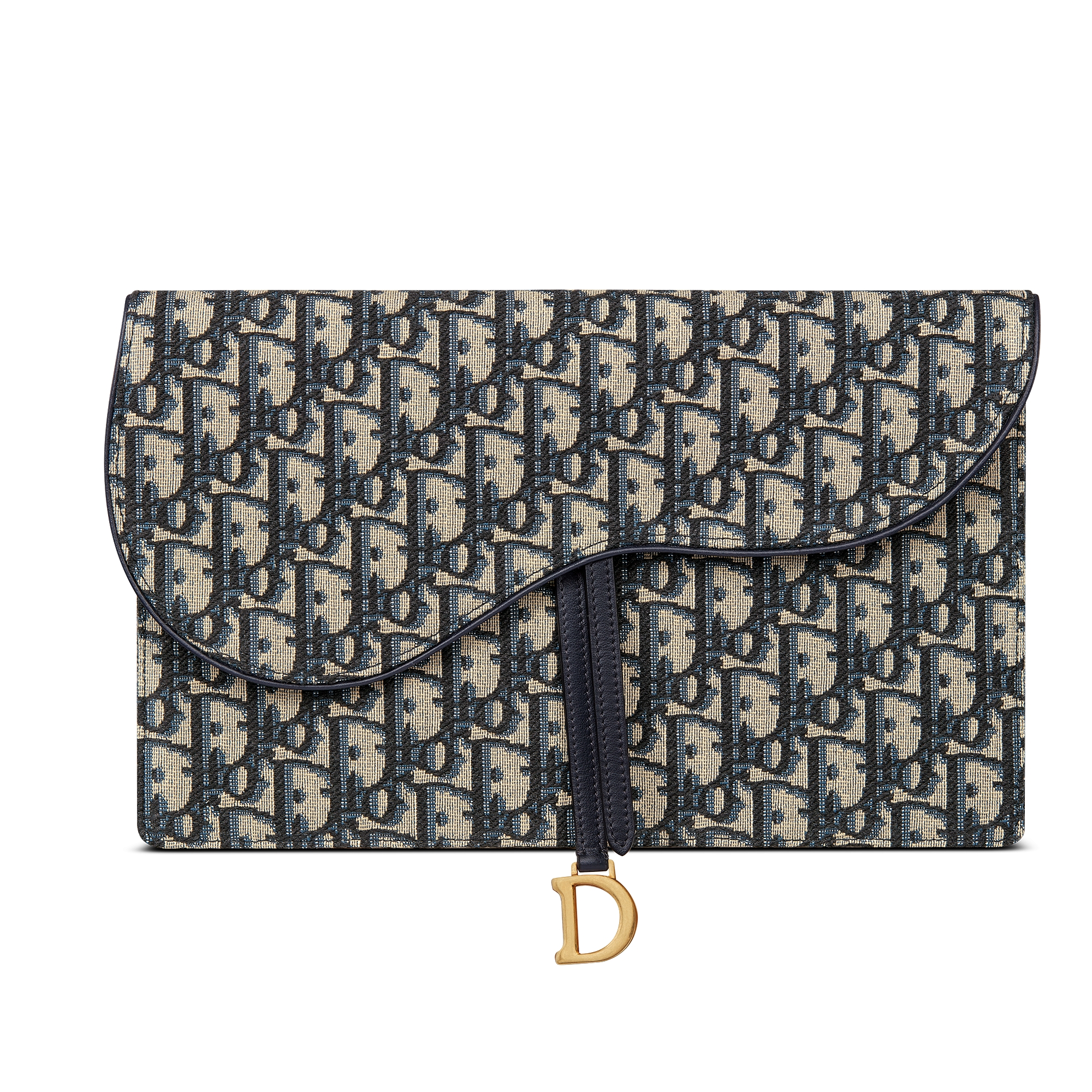 Saddle Pouch Dior Oblique Jacquard in Blau E01