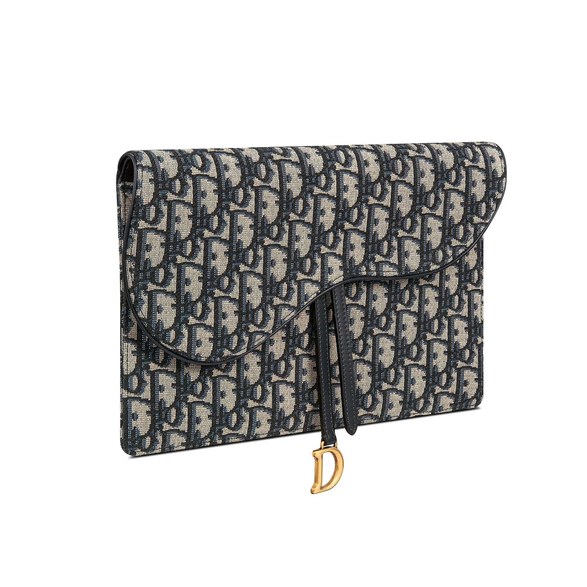 Saddle Pouch Dior Oblique Jacquard in Blau E03