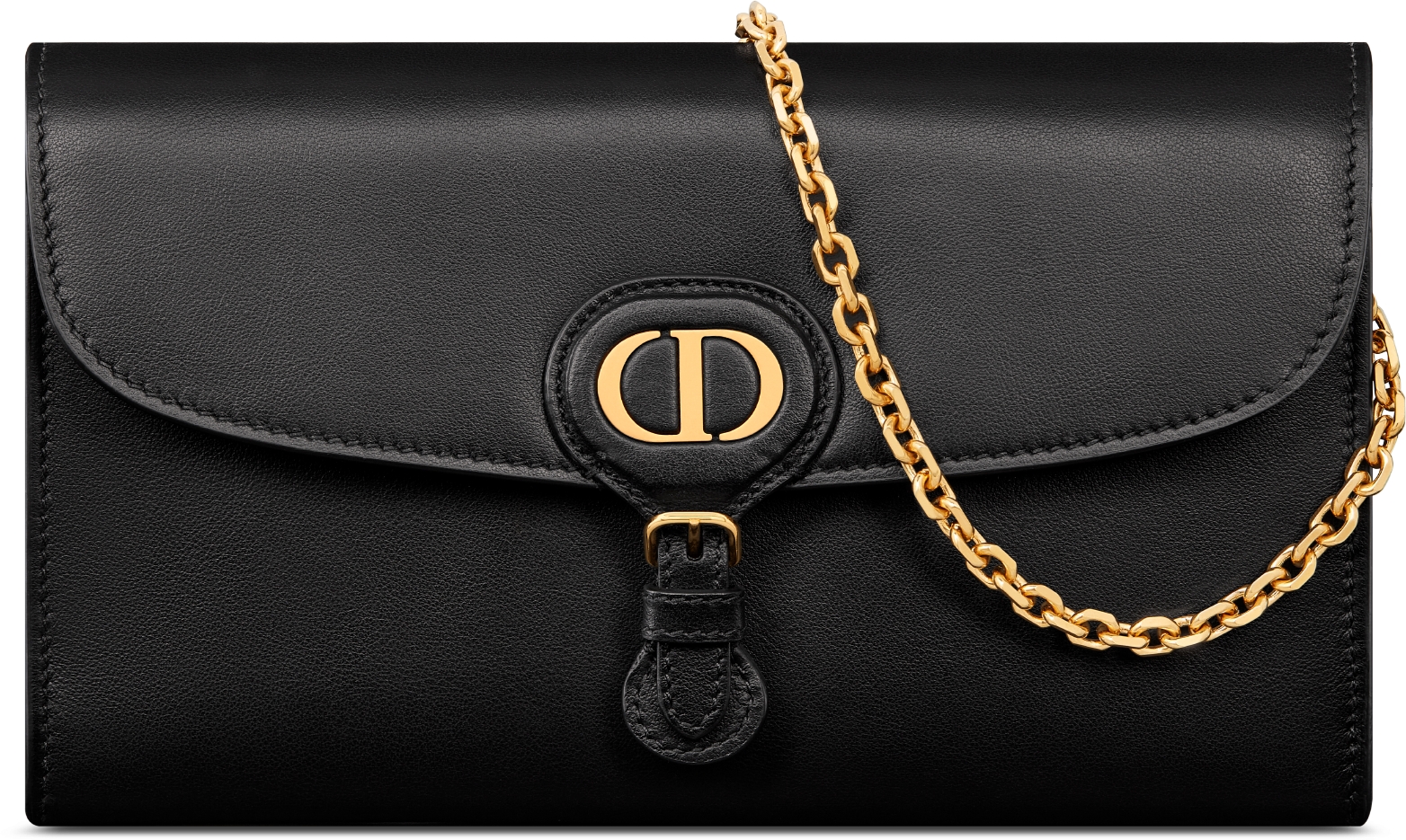 Dior Bobby East-West Pouch with Chain Black Smooth Calfskin | DIOR