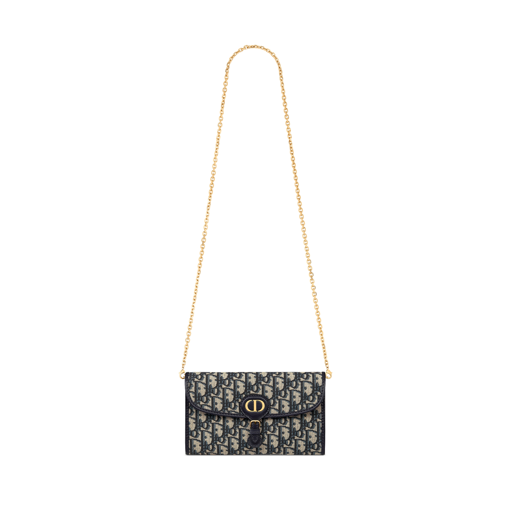 Dior Bobby Pouch with Chain Blue Dior Oblique Jacquard E07