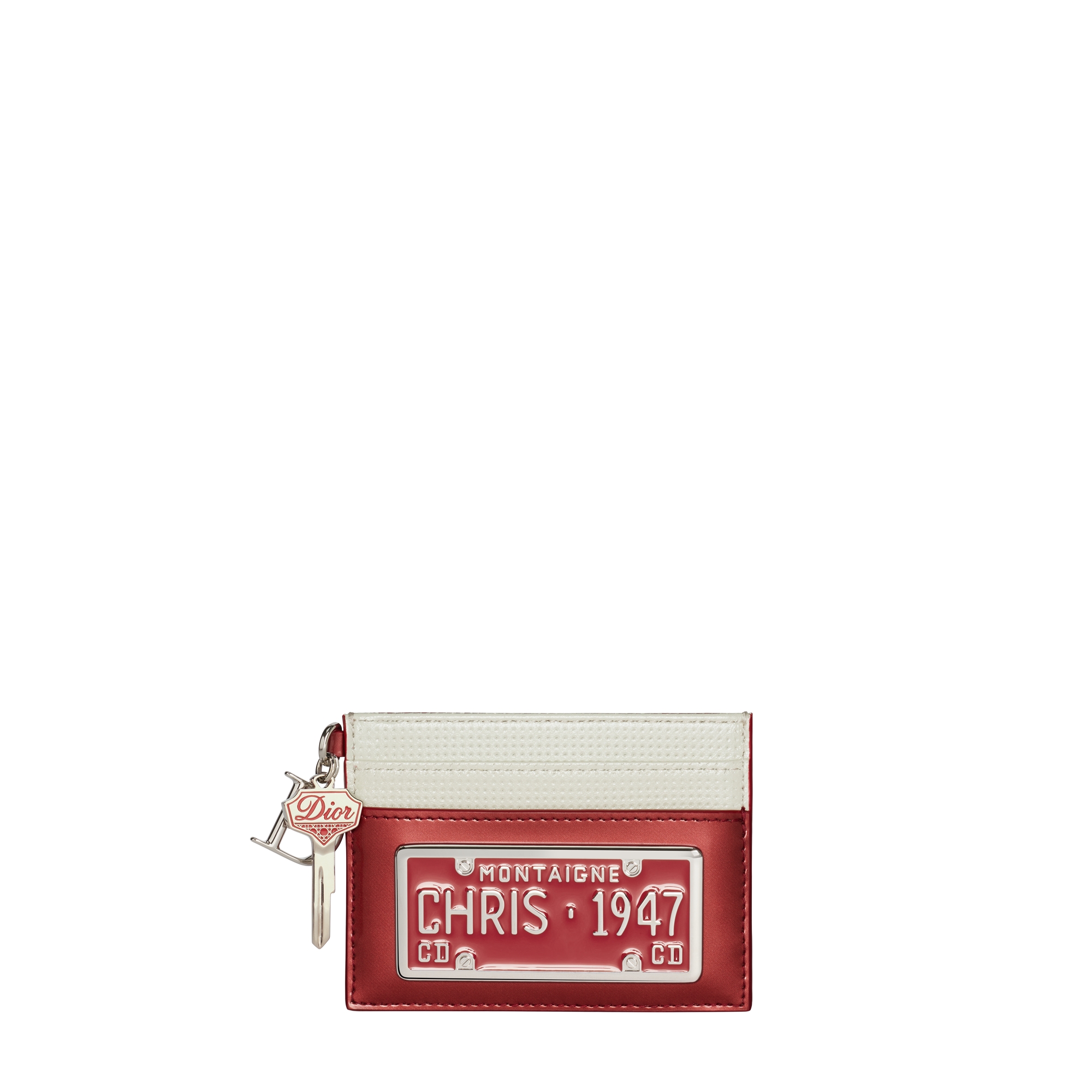 Saddle Freesia Card Holder Dior Drive-In Red Patent Calfskin and White Perforated Lambskin E01