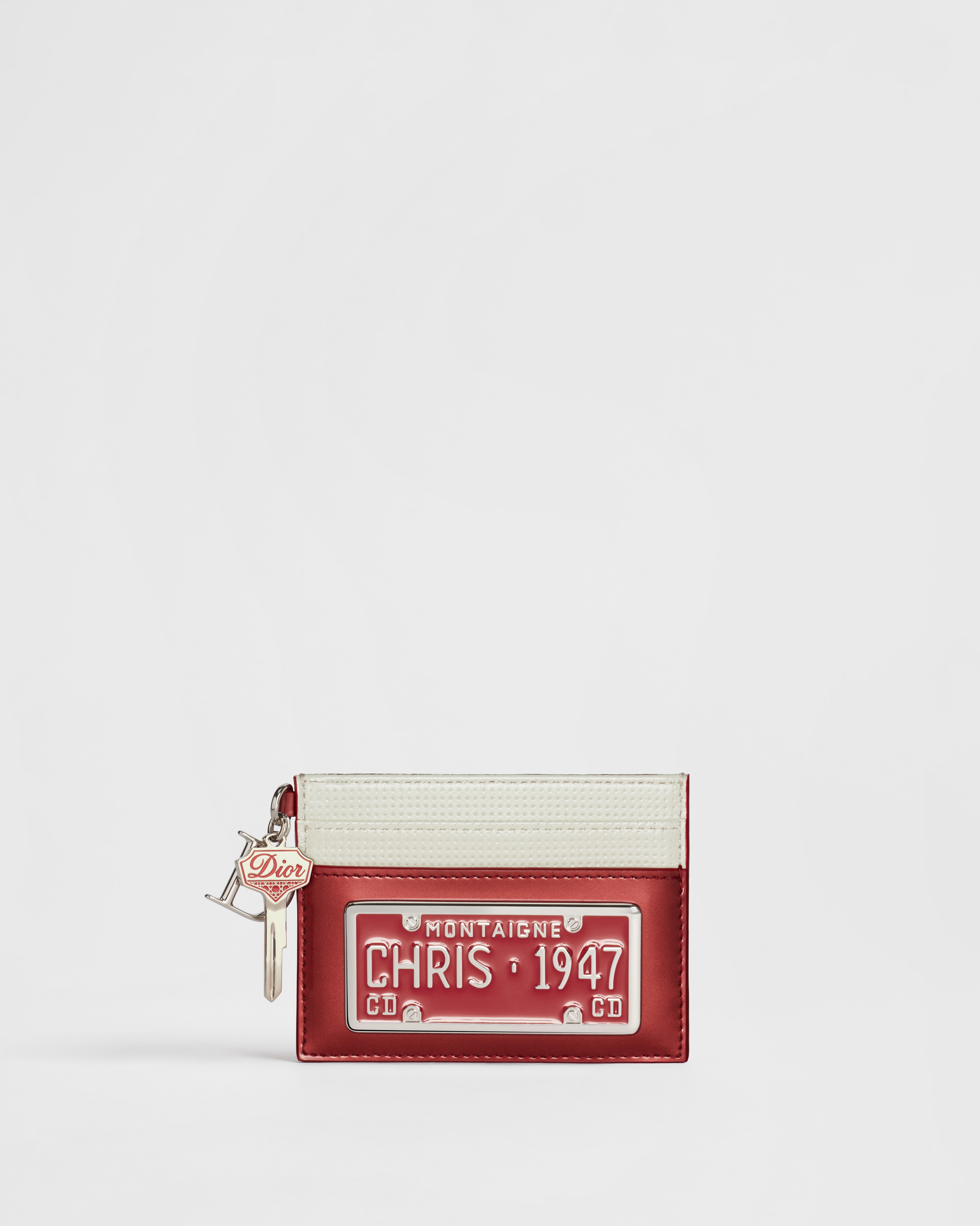 Saddle Freesia Card Holder Dior Drive-In Red Patent Calfskin and White Perforated Lambskin E01