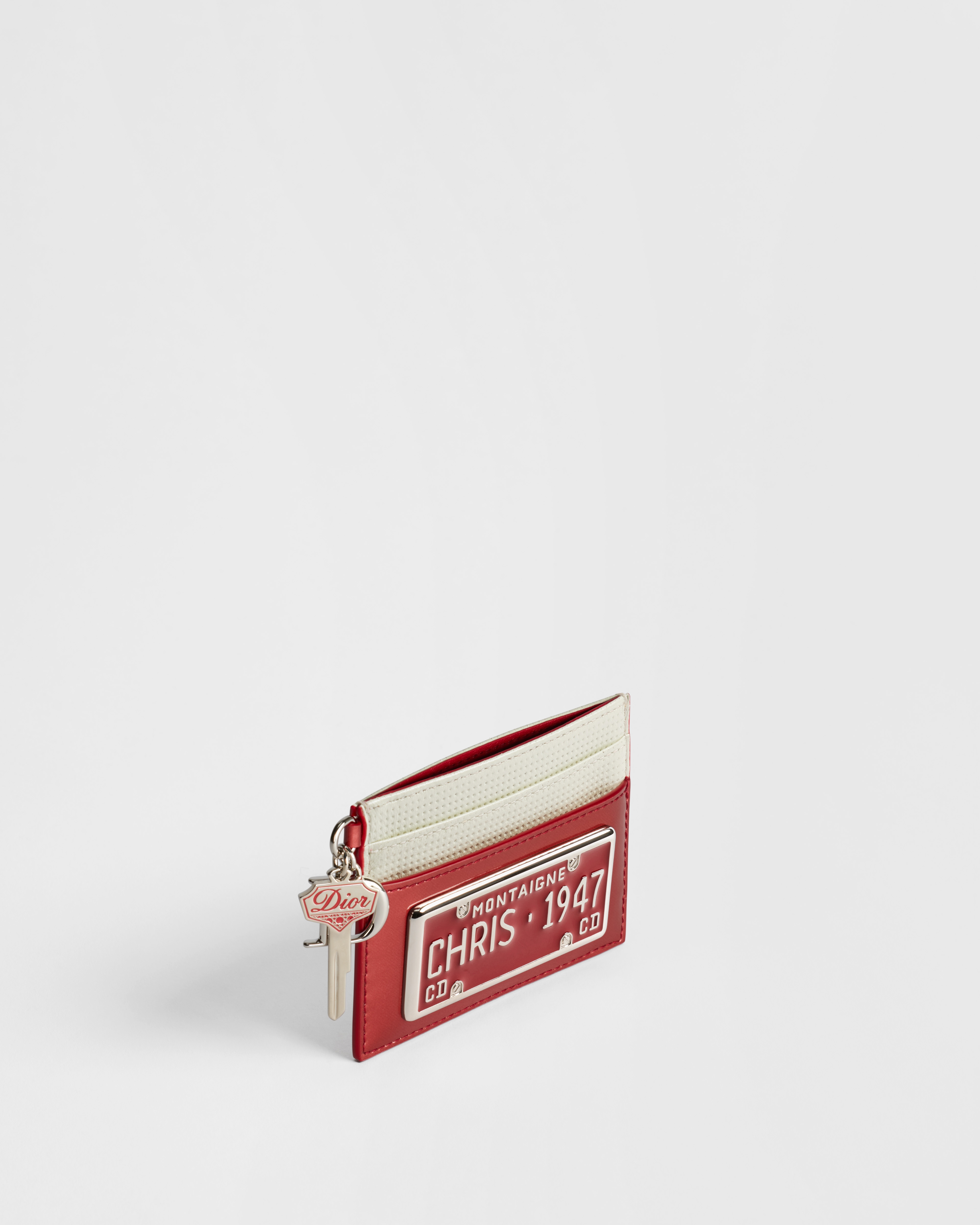 Saddle Freesia Card Holder Dior Drive-In Red Patent Calfskin and White Perforated Lambskin E03