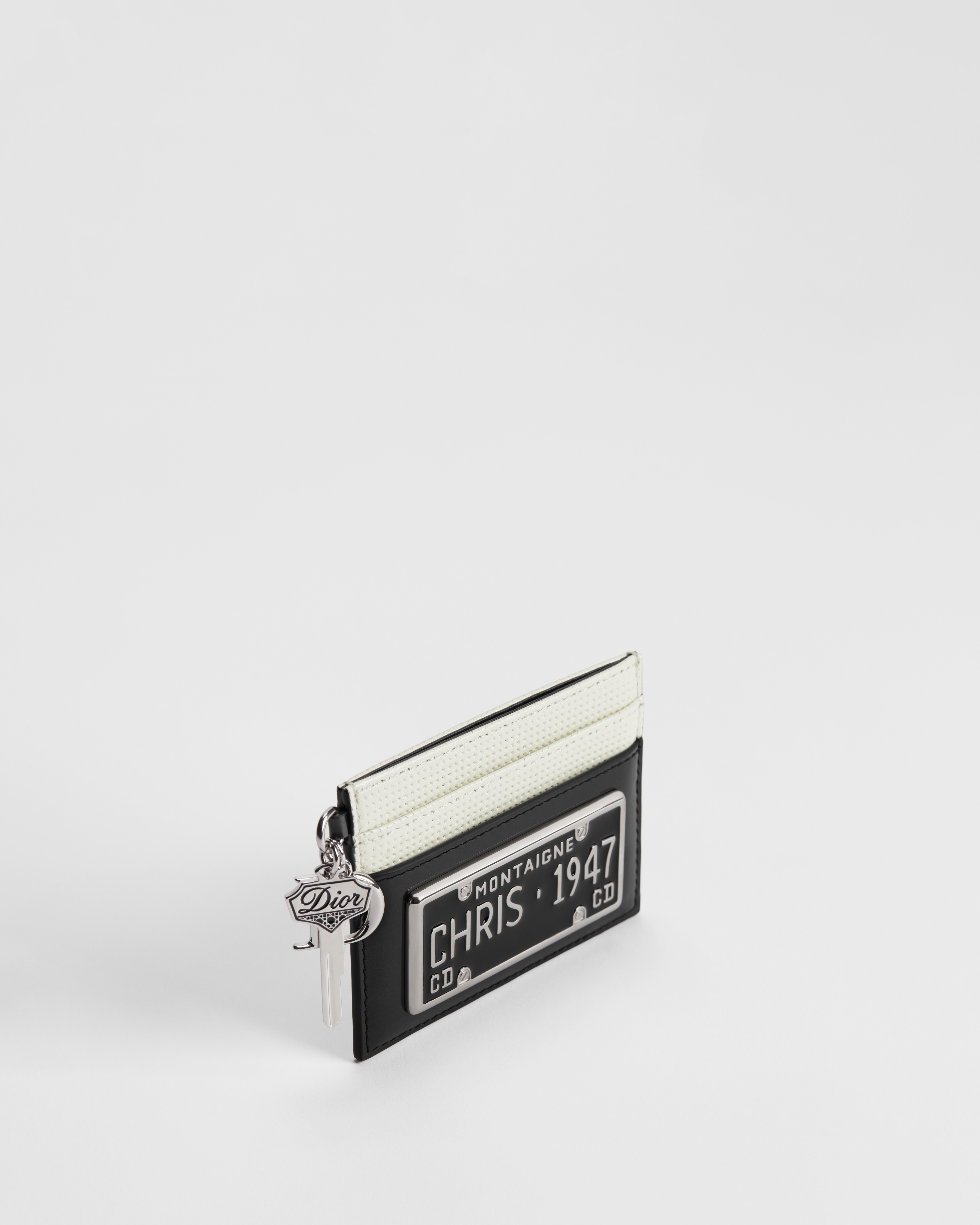 Saddle Freesia Card Holder Dior Drive-In Black Patent Calfskin and White Perforated Lambskin E03
