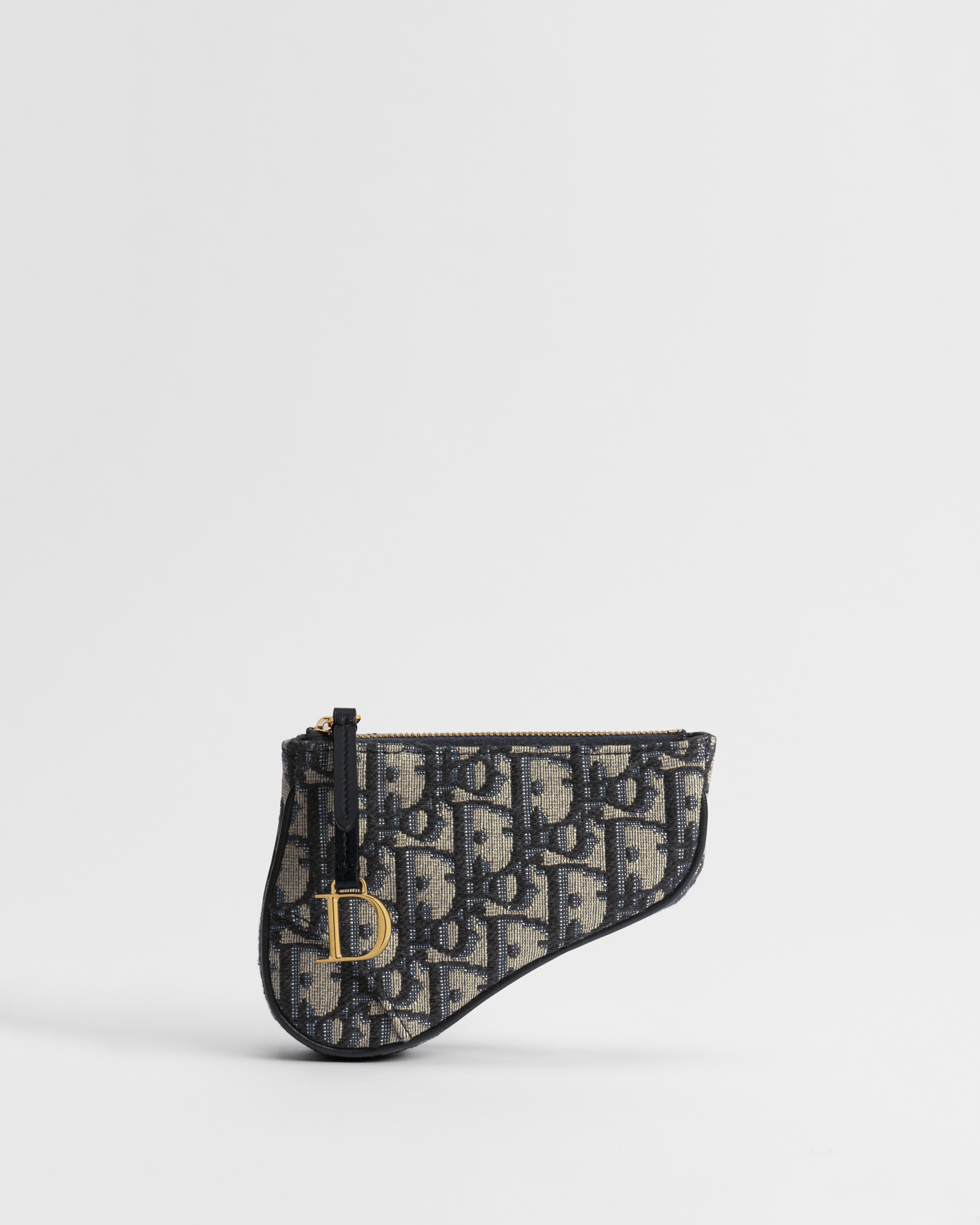Saddle Myrte Zipped Key Case Blue Dior Oblique Jacquard E01