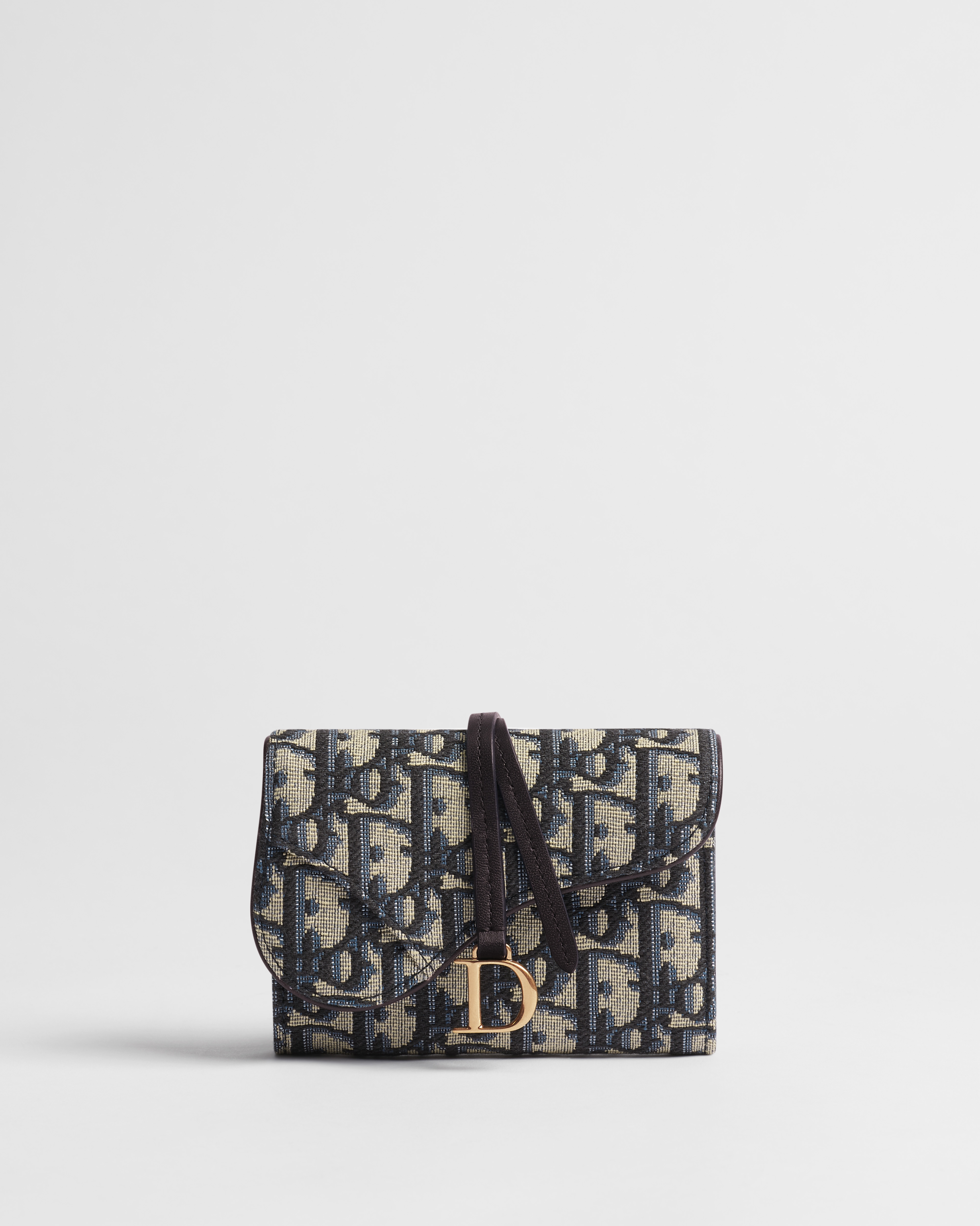Cartera Saddle Sunflower Dior Oblique en jacquard azul E01