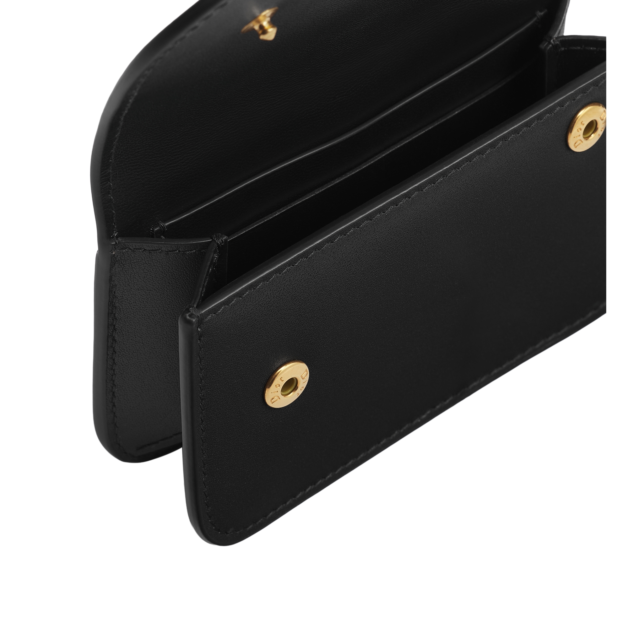 Saddle Bloom Card Holder Black Shiny Calfskin E06