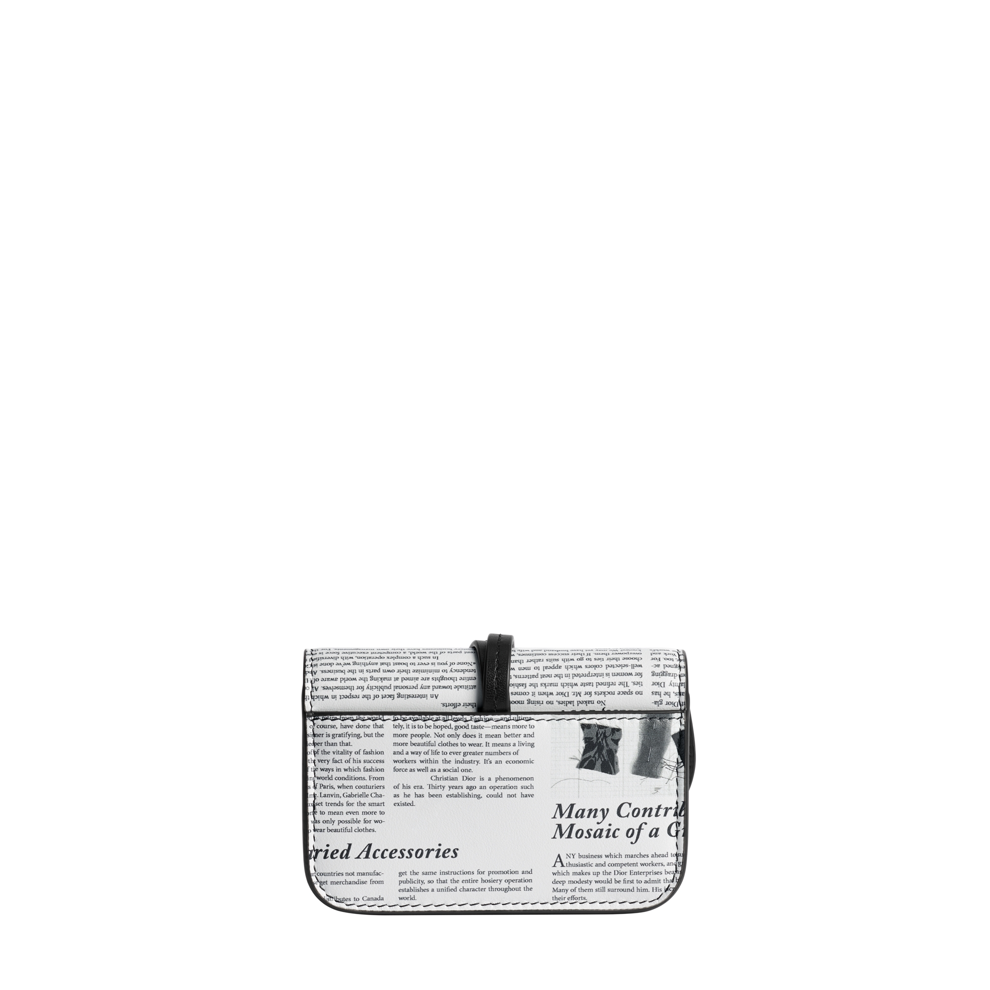 Saddle Bloom Card Holder White and Black Newspaper Printed Calfskin E08