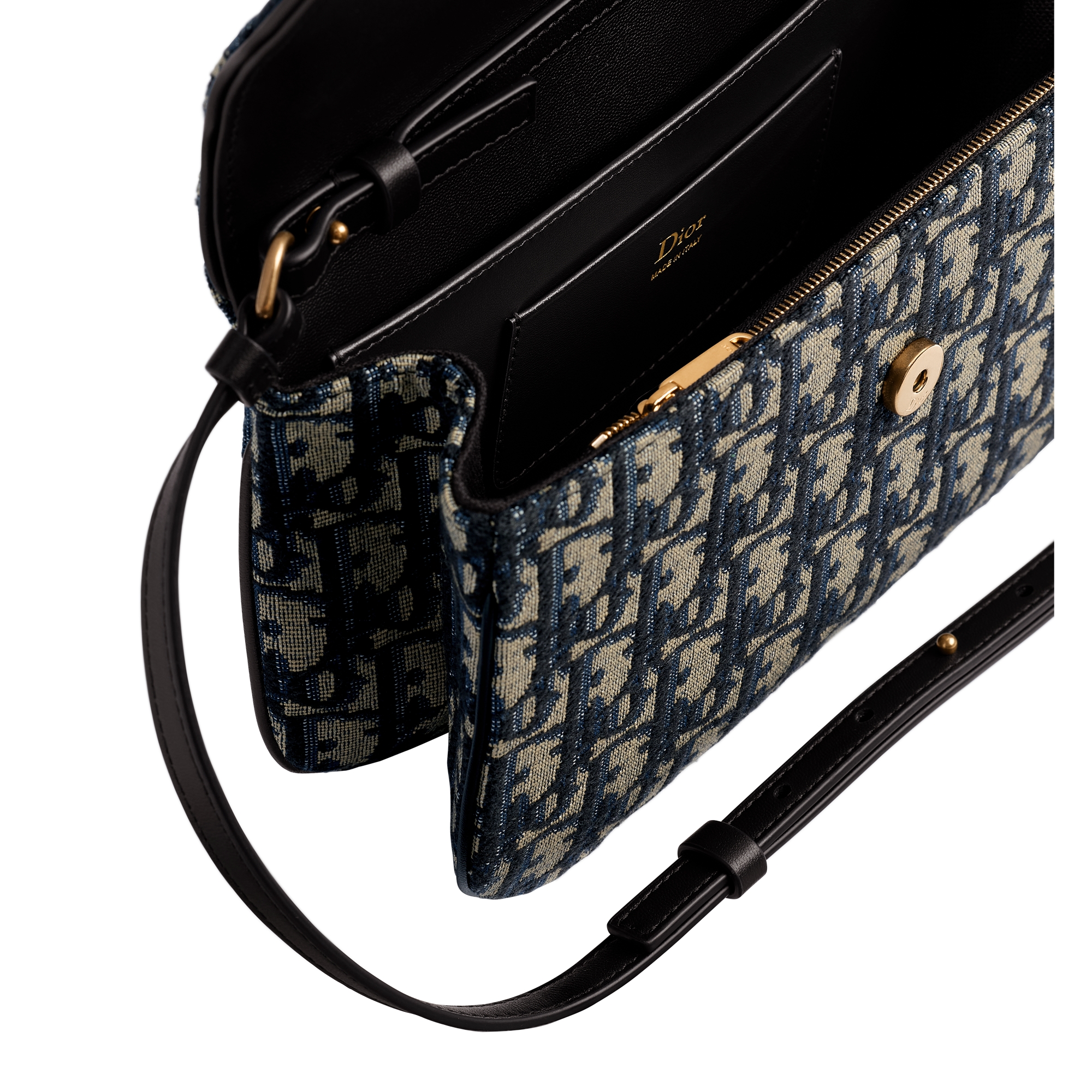 Saddle Gallop Pouch with Chain Blue Dior Oblique Jacquard E06