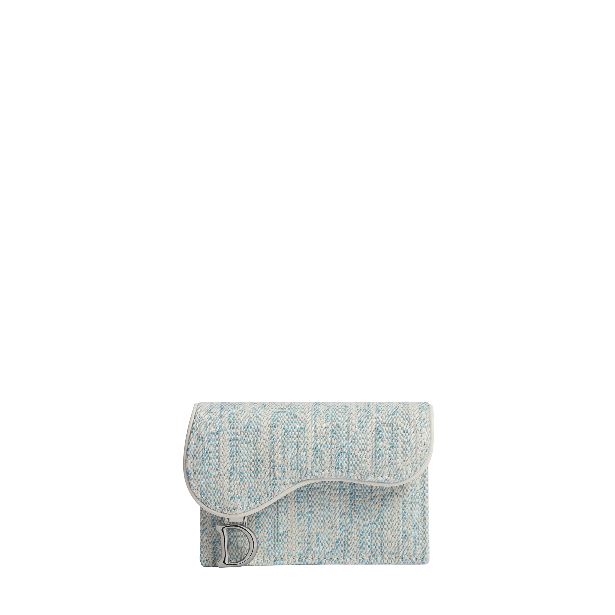 Saddle Bloom Card Holder Céleste Blue Dior Oblique Washed Jacquard E01