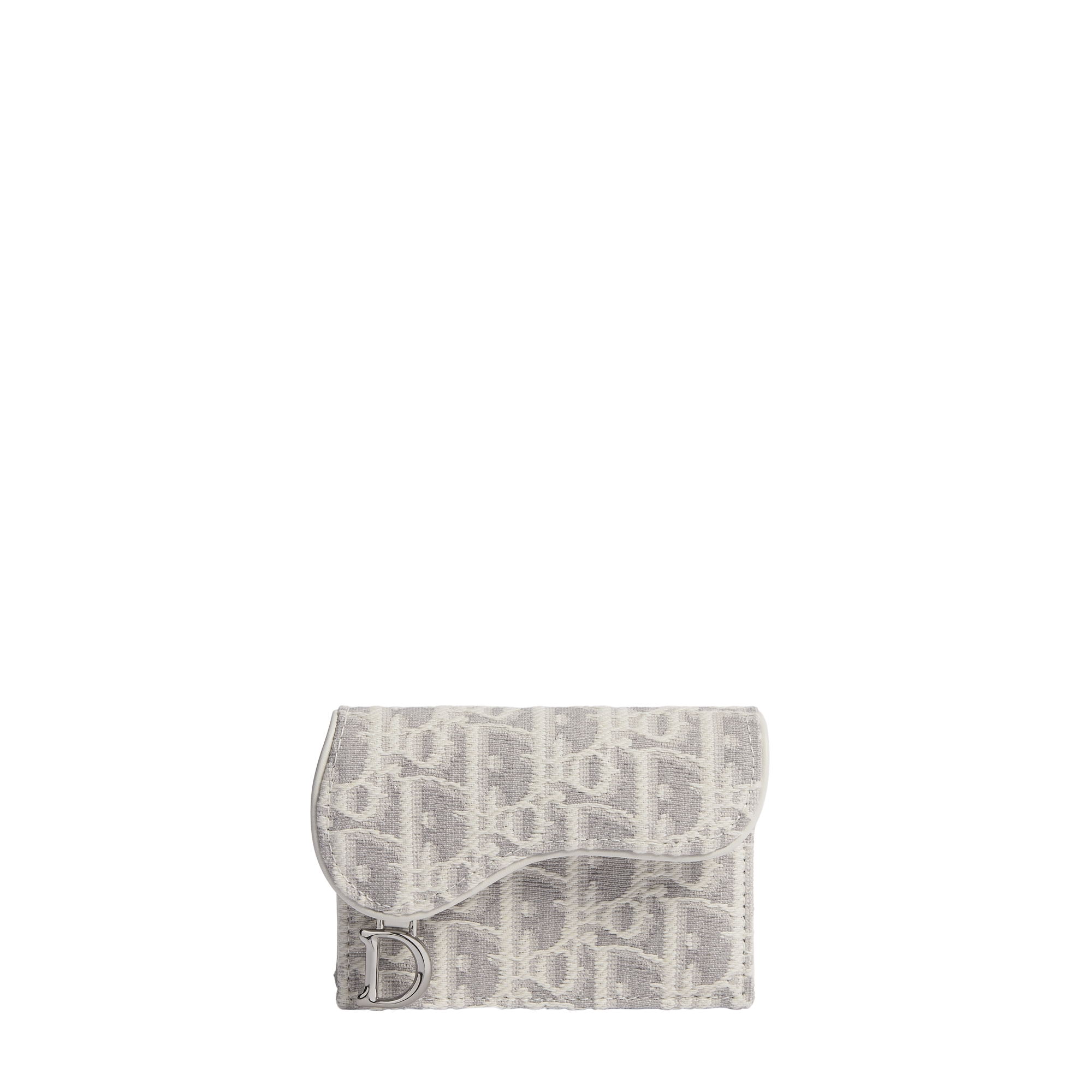 Saddle Bloom Card Holder Latte and Gray Dior Oblique Jacquard E01