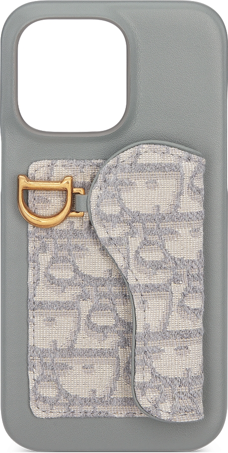 Saddle Cover for iPhone 14 Pro Max Blue Grained Calfskin and Dior Oblique  Jacquard | DIOR