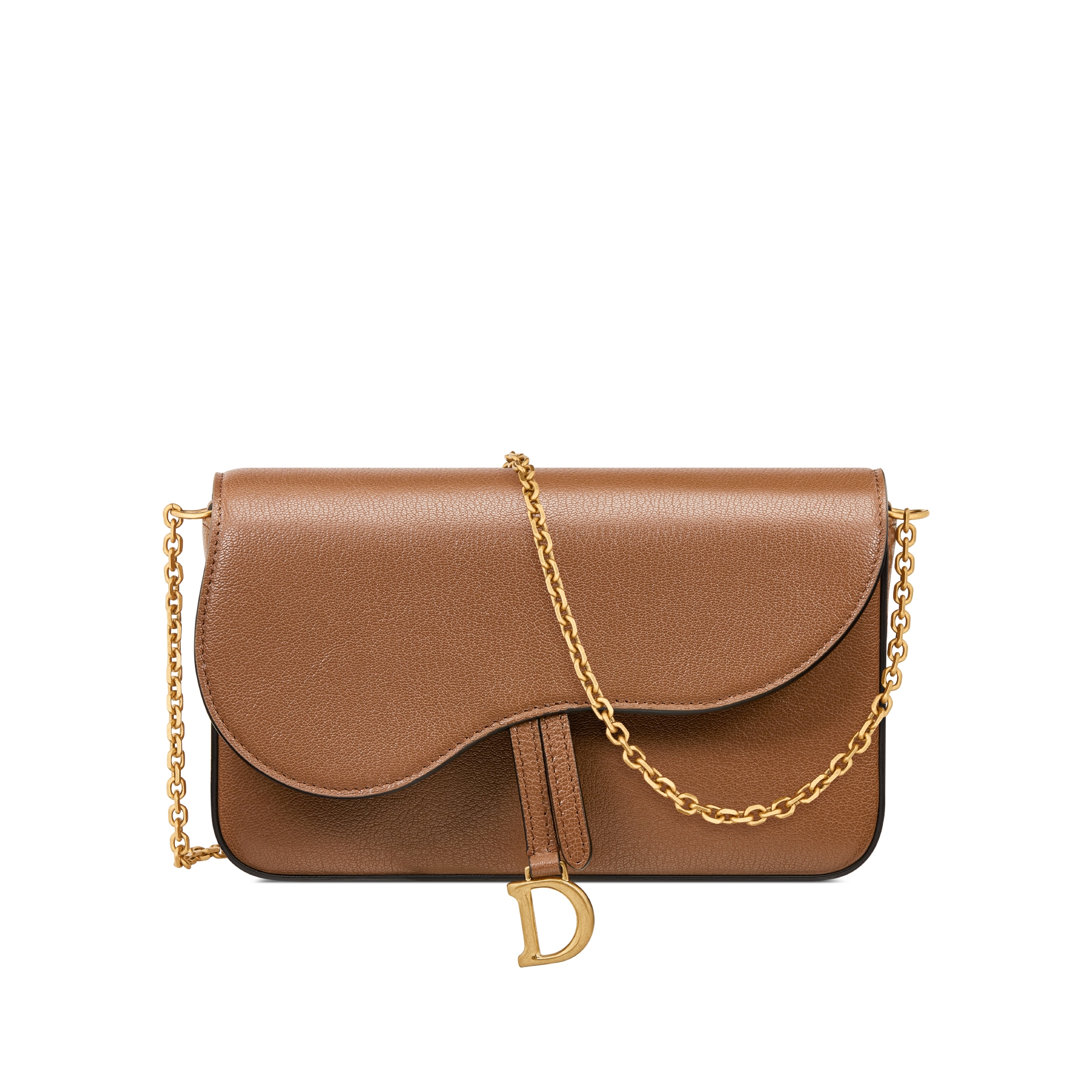 Medium Saddle Pouch with Chain Cherry Red Goatskin | DIOR