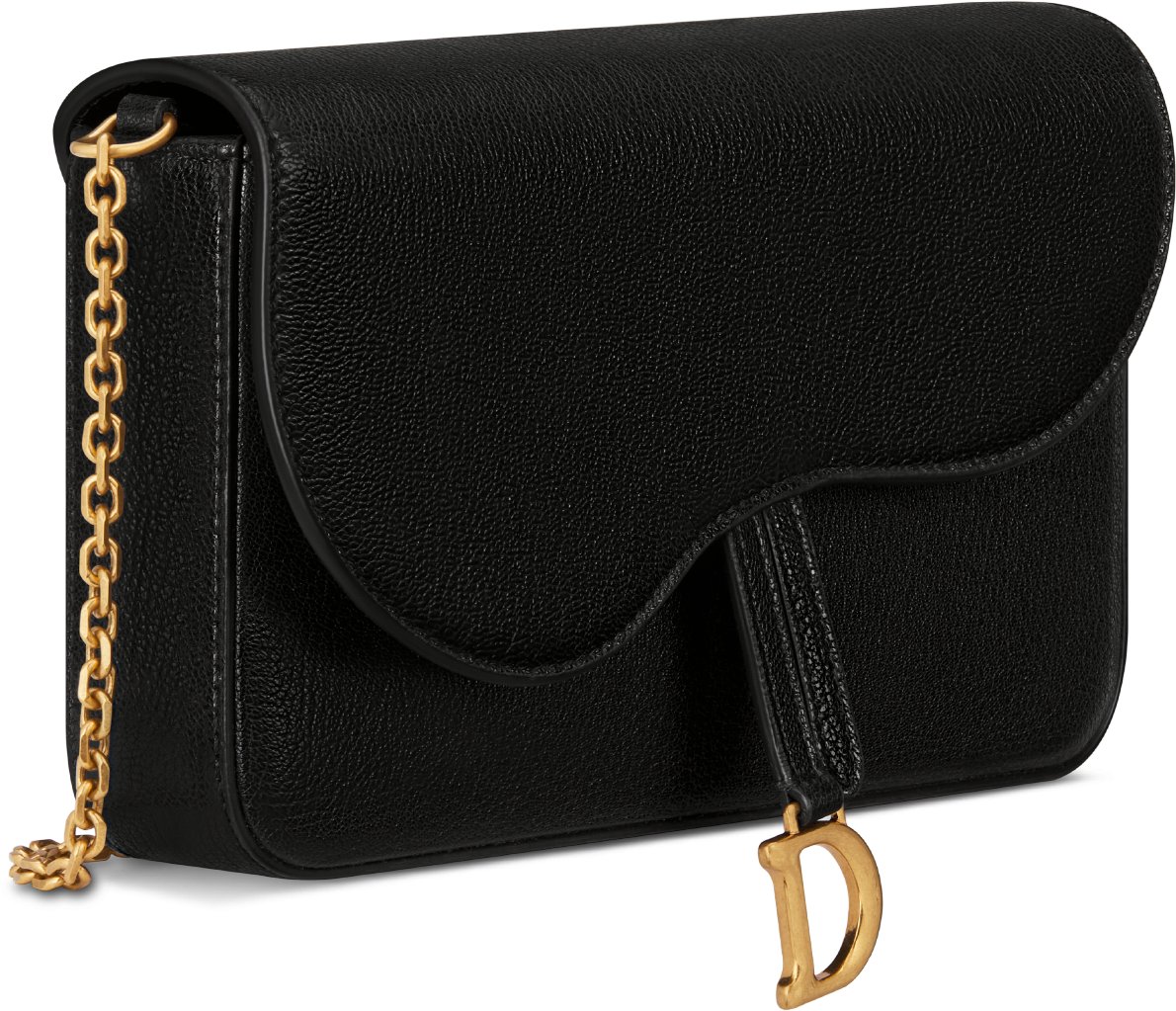 Medium Saddle Pouch with Chain Three quarter closed view