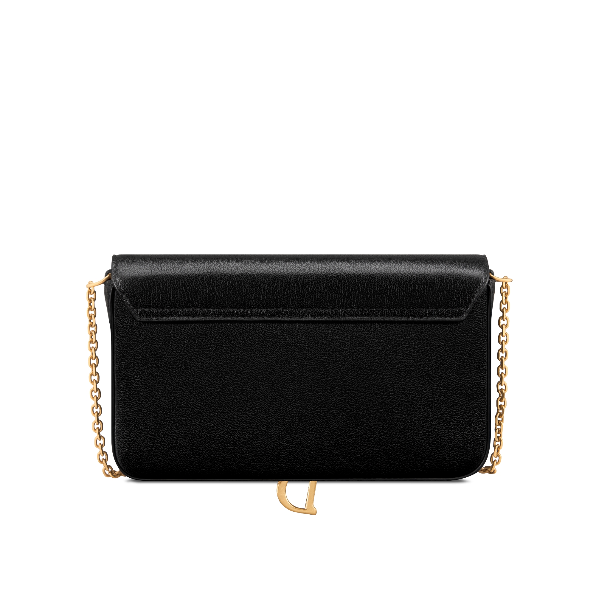 Saddle 미디엄 체인 파우치 블랙 염소 가죽 E08