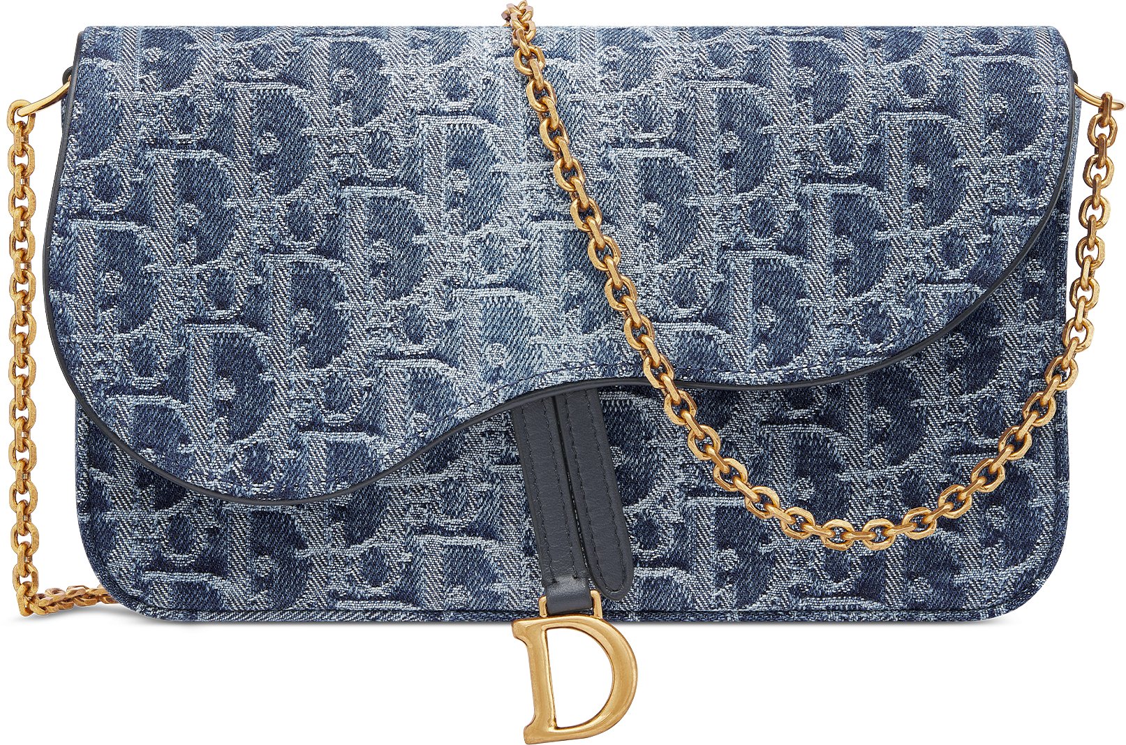 Saddle Bag with Strap Blue Denim Dior Oblique Jacquard DIOR