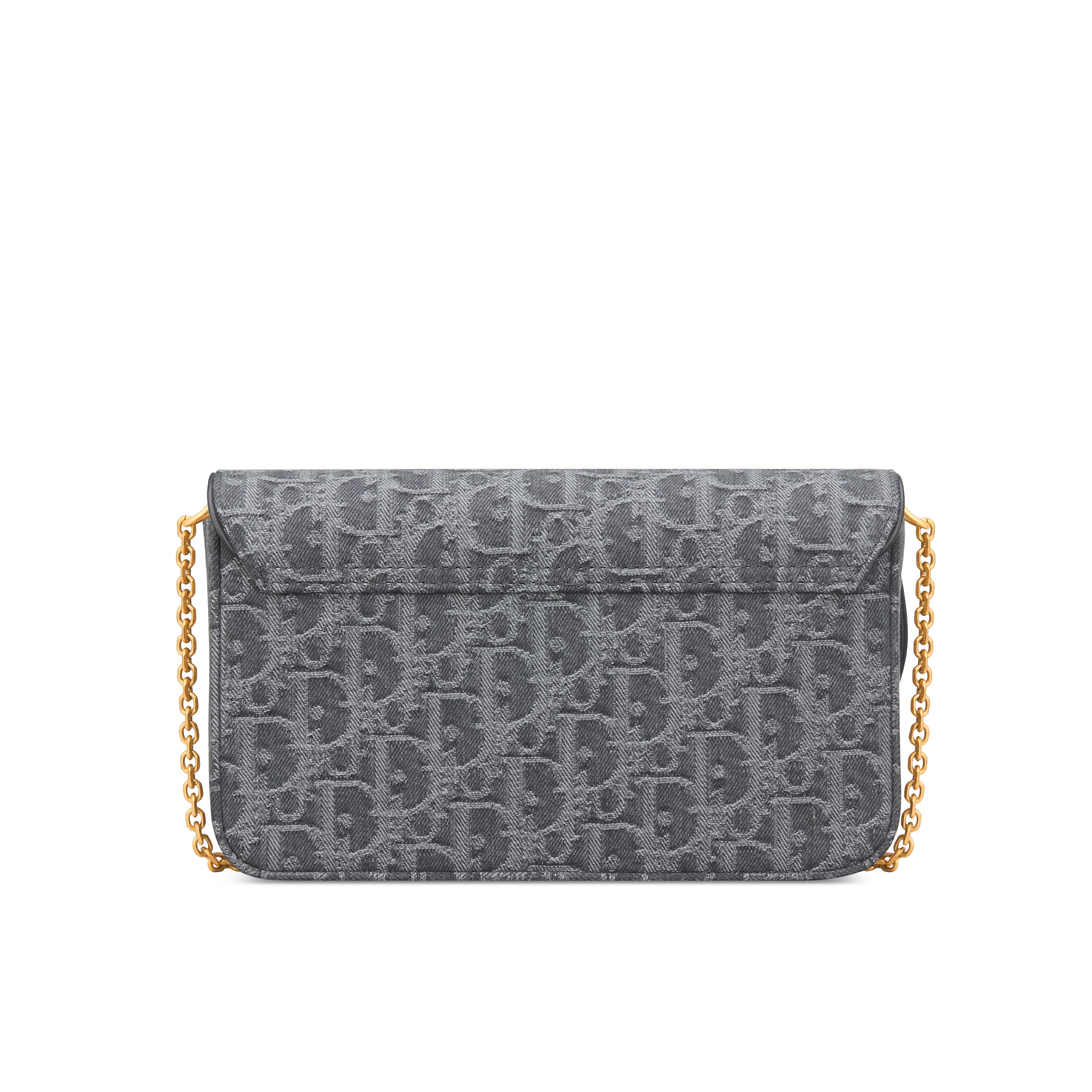 Mittelgroße Saddle Pouch mit Kette Denim Dior Oblique Jacquard in Grau E08