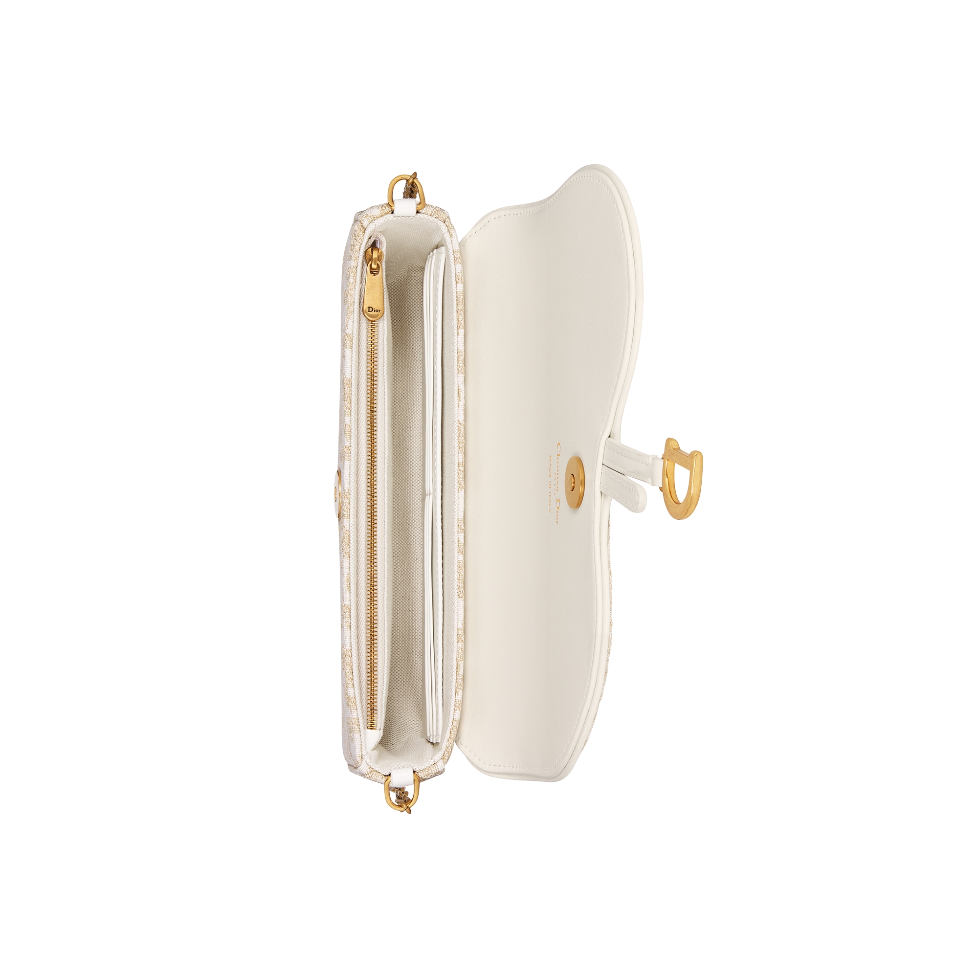 Medium Saddle Pouch with Chain Gold-Tone Dior Oblique Jacquard E06