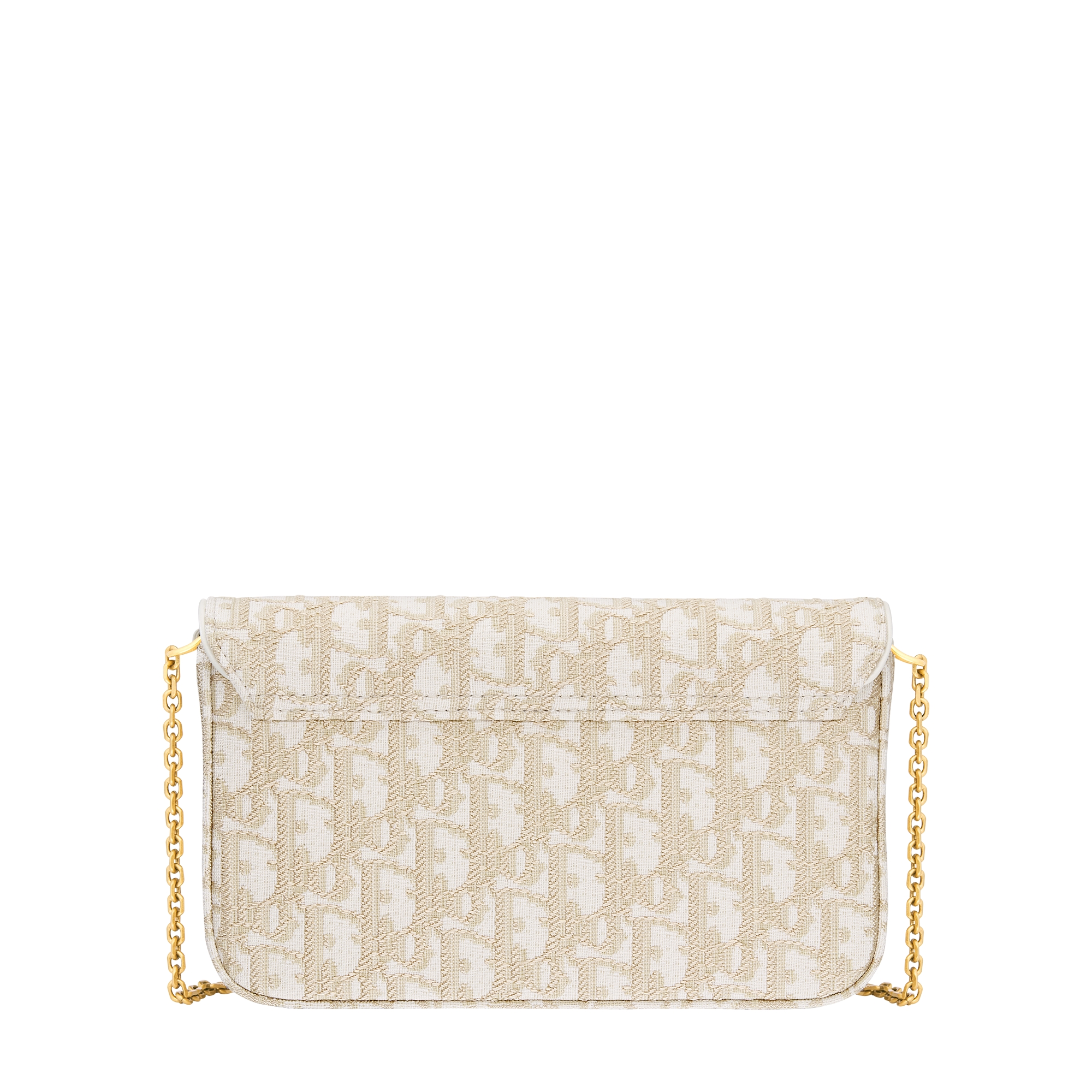 Medium Saddle Pouch with Chain Gold-Tone Dior Oblique Jacquard E08