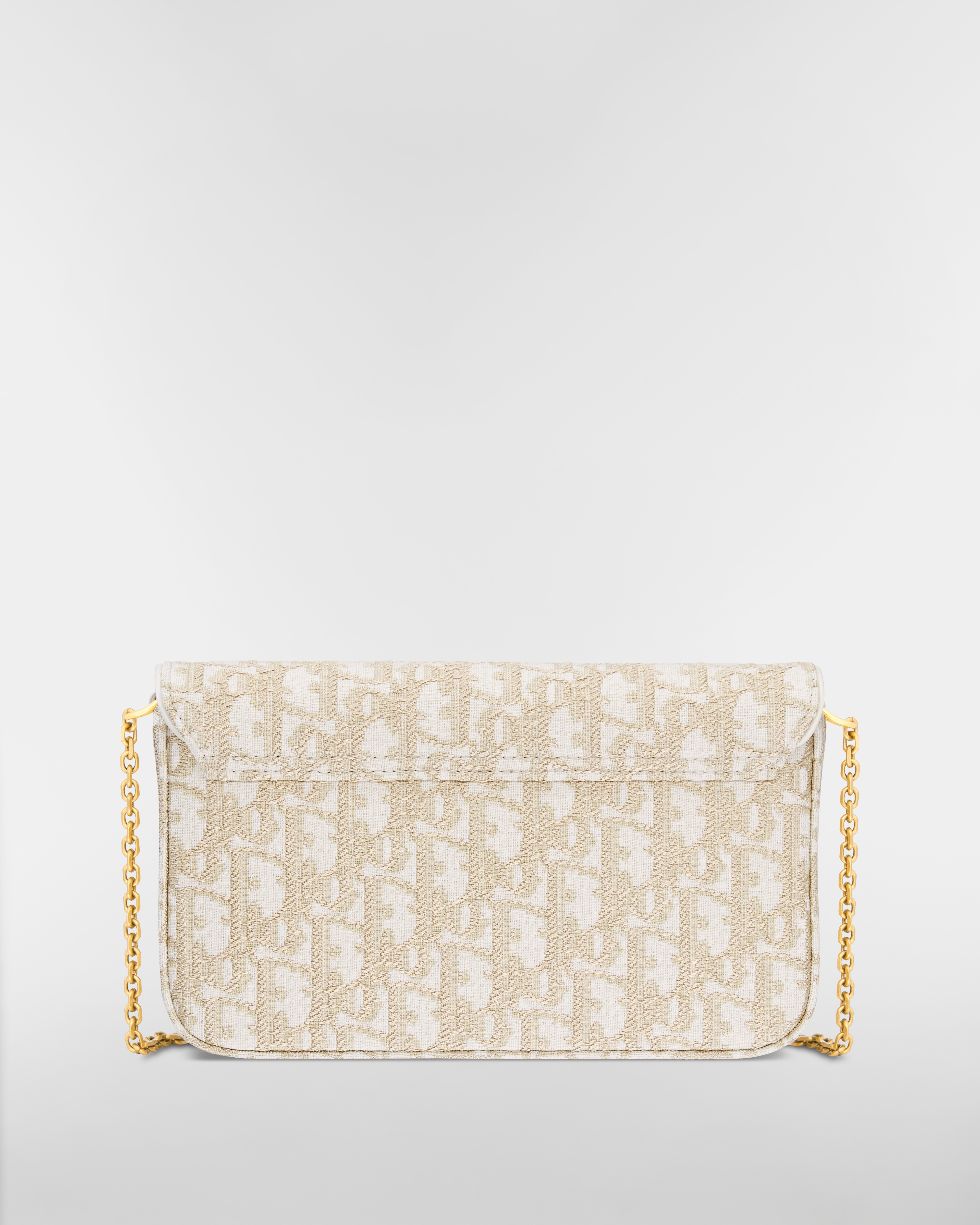 Saddle 中型附鏈帶手拿包 金色調 Dior Oblique 緹花 E08