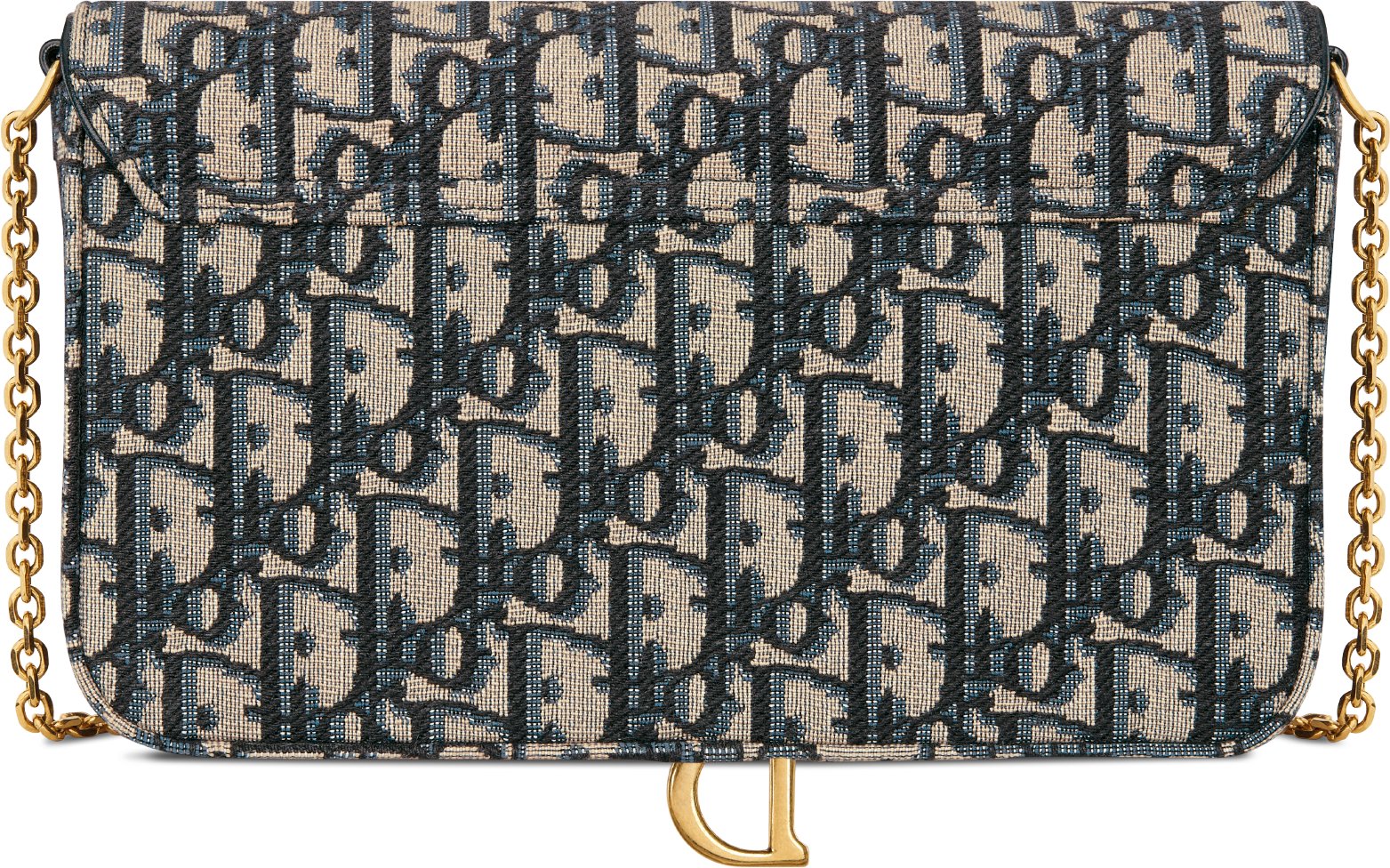Saddle Pouch with Chain Blue Dior Oblique Jacquard DIOR