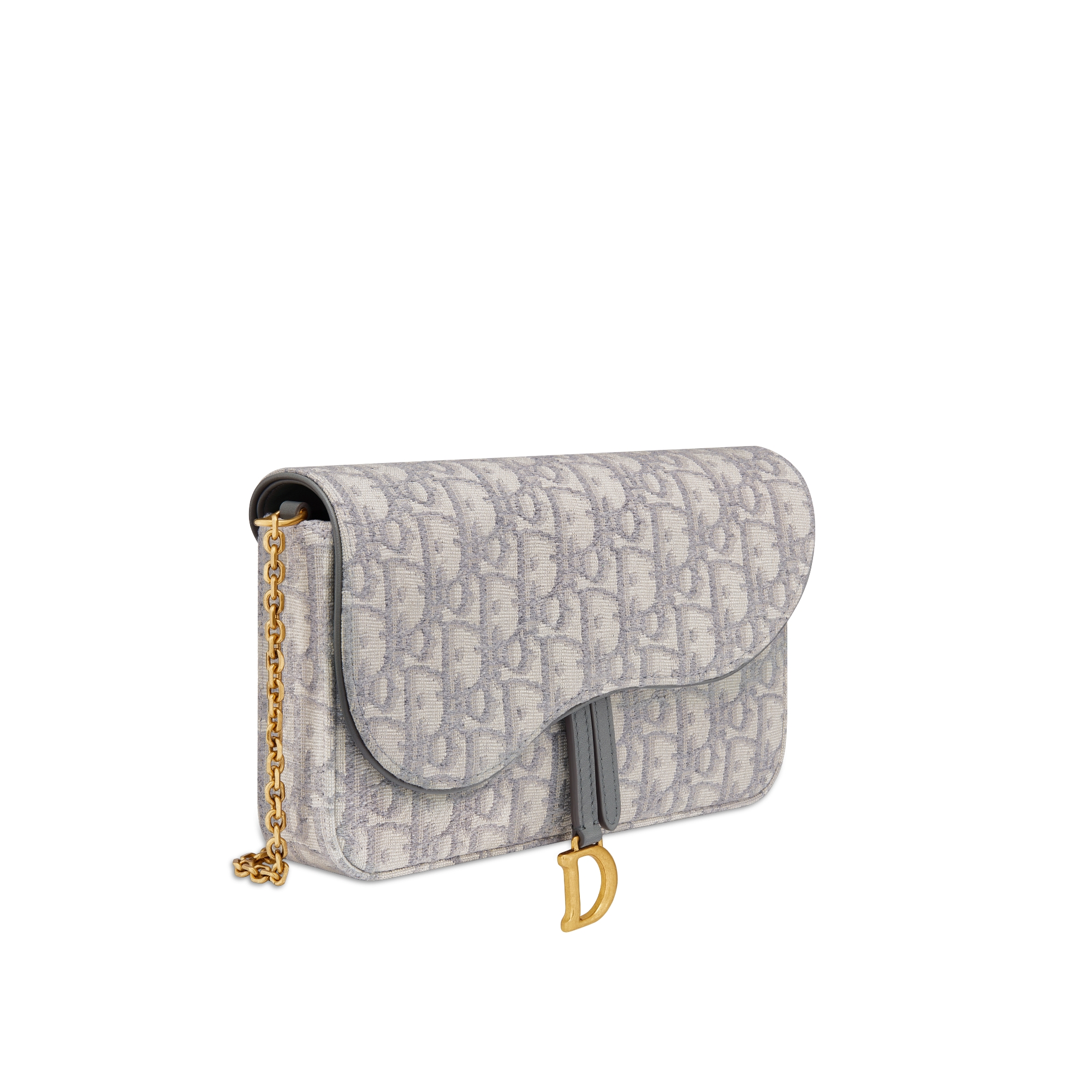 Pochette à chaîne Saddle Medium Toile jacquard Dior Oblique gris E03