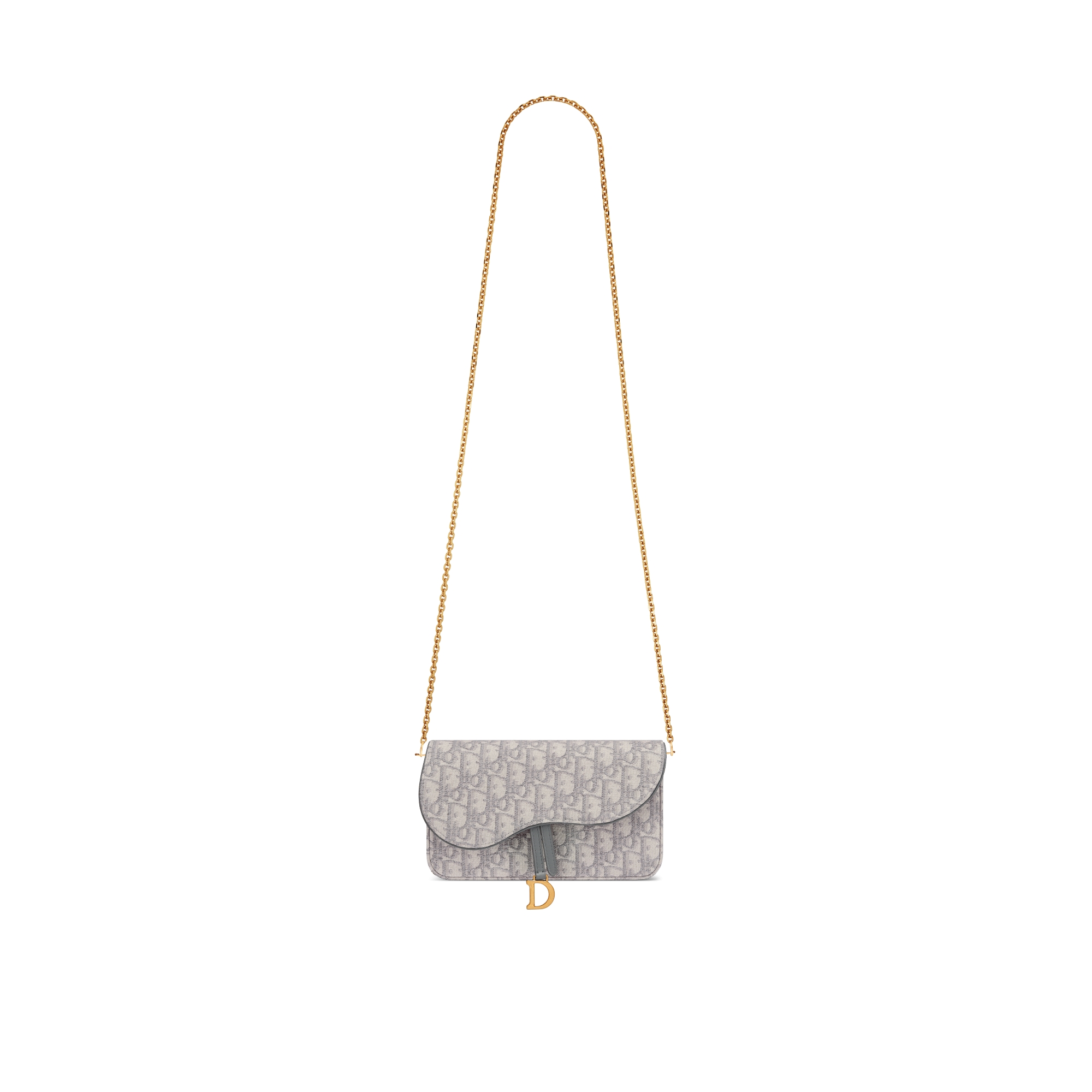 Pochette à chaîne Saddle Medium Toile jacquard Dior Oblique gris E07