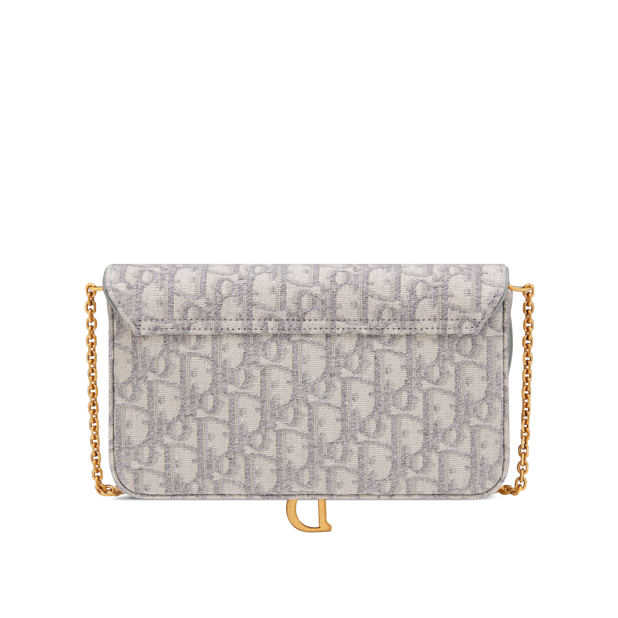 Pochette à chaîne Saddle Medium Toile jacquard Dior Oblique gris E08