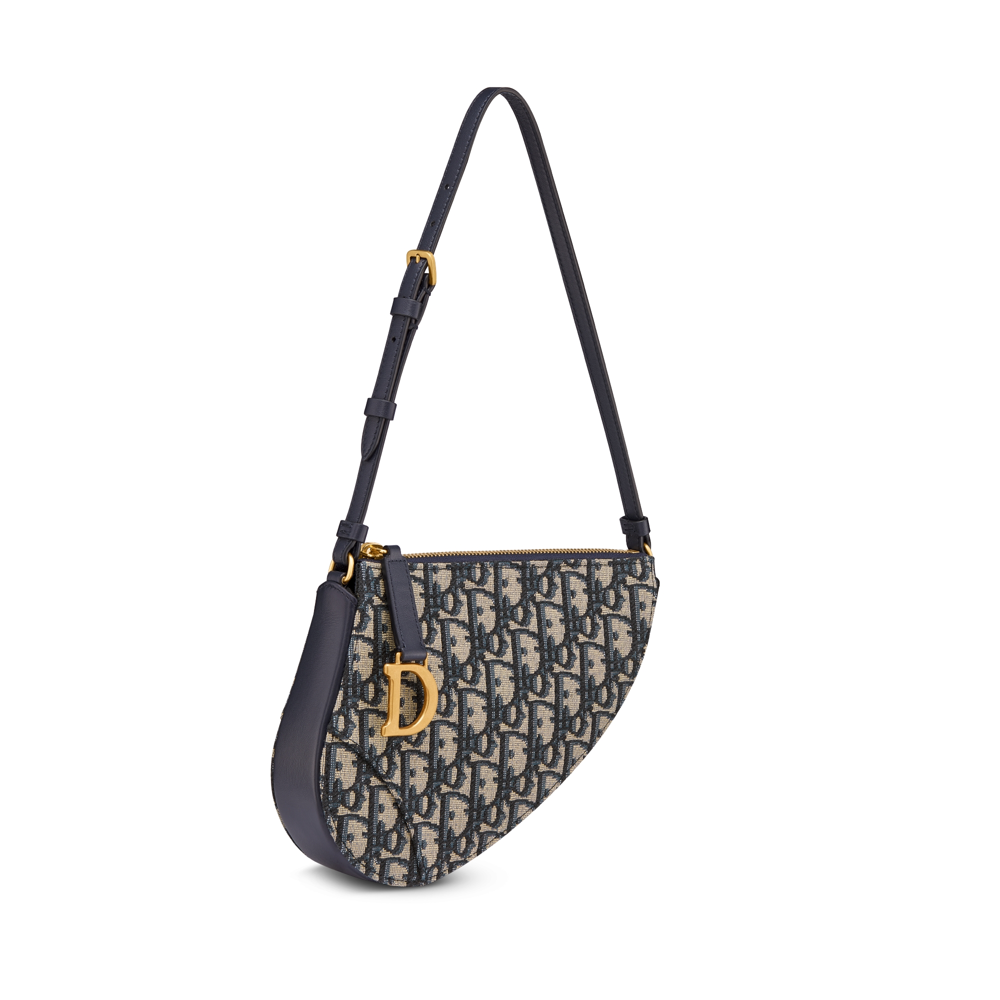 Pochette Rodeo Saddle Toile jacquard Dior Oblique bleu E03