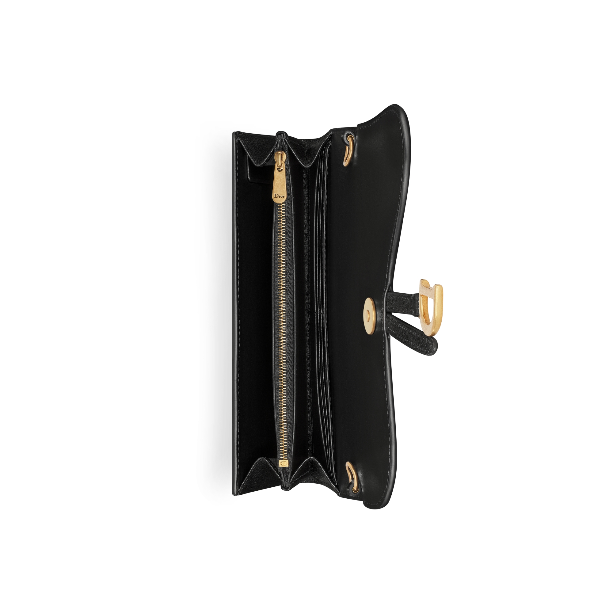 Small Saddle Pouch with Chain Black Goatskin E06