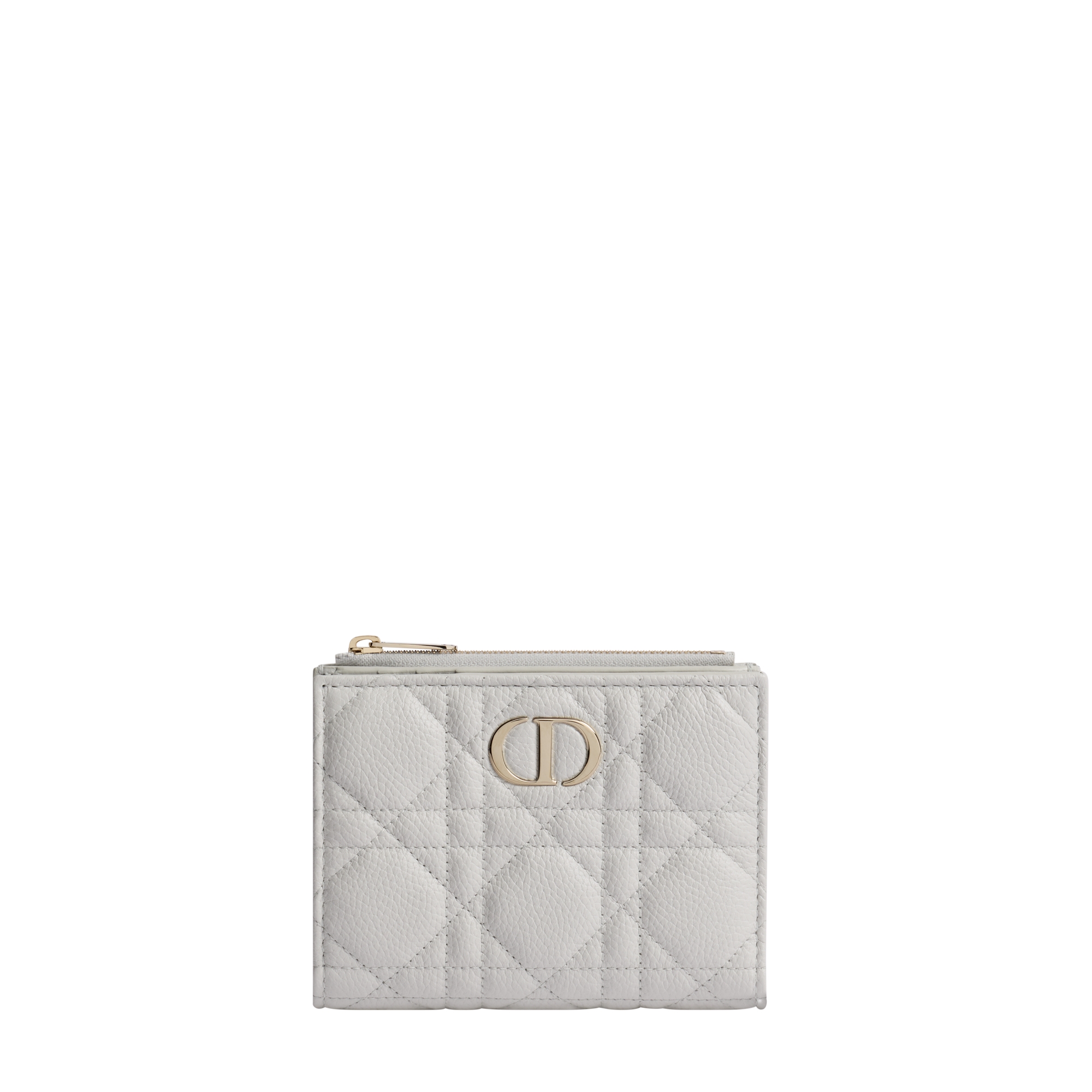 Dior Caro Dahlia Wallet Gris Trianon Grained Cannage Calfskin | DIOR